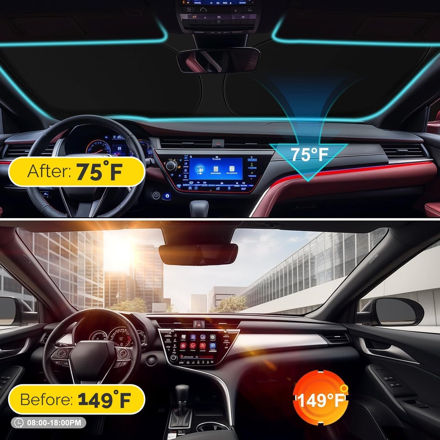 Car Windshield Sun Shade Compatible with 2021 2022 2023 2024 2025 Toyota Sienna Accessories Sunshade Custom Foldable Windshield Sun Visor