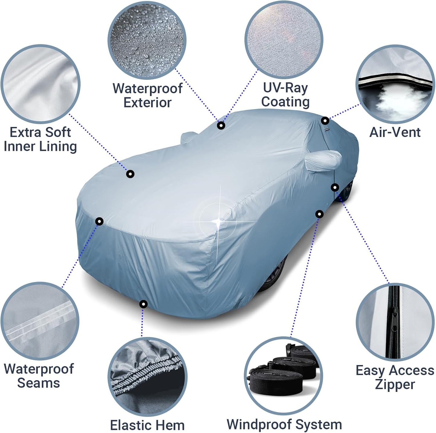 iCarCover Premium Car Cover for 1933-1942 Chevy Master Heavy Duty Waterproof All-Weather Automobiles Custom Fit Indoor Outdoor UV Snow Protection Covers with Straps and Bag