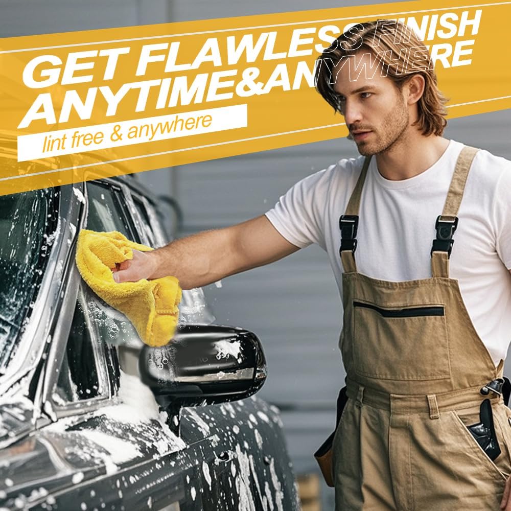 Car Wash Drying Towels,Coral Fleece , For Car,SUV,RV,Motorcycle ,Boat,Home ,Kitchen,Absorbent, Lint-Free, Extra Soft,Reusable and Durable,Interior Microfiber Rags 16in x 16in-12 Packs Blue+Yellow+Grey