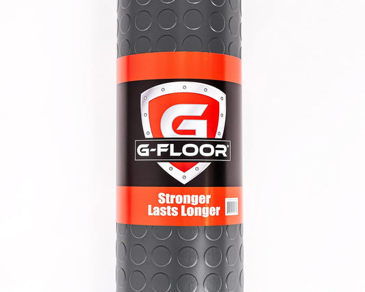 G-Floor Large Coin Pattern Vinyl Garage Floor Protector Mat (5' x 10', Slate Grey), Extremely Durable, Waterproof Parking Pad and Flooring