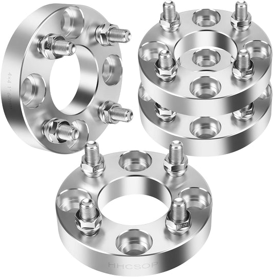 HHCSOP 4x4 Golf Cart Wheel Spacers, 1 inch ATV Wheel Adapters for EZ GO EZGO Club Car, 4PCS 4x101.6mm Wheel Spacer Hub Bore 62mm with 1/2" x20 Studs - Silver