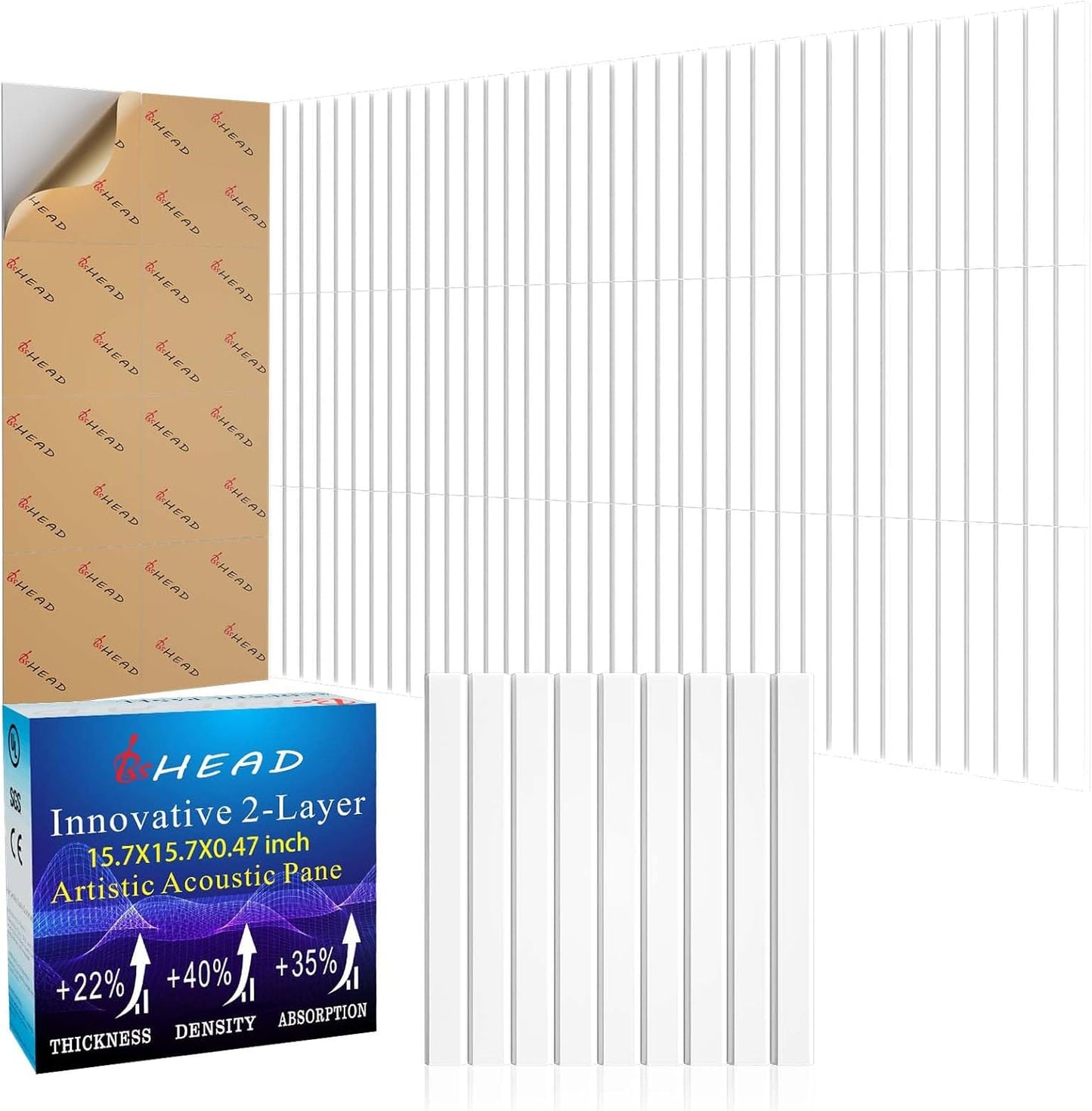 8 Pack Large Soundproof Wall Panels, 15.7 x 15.7 x 0.47 in Sound Proof Foam Panels for Walls, 1.2lb/ft³ High Density, Thicker 0.47in, Acoustic Panels, Sound Dampening Panels White