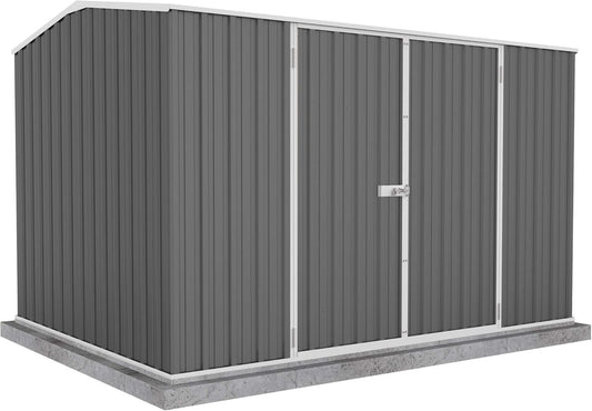 Premier Storage Sheds, 10'x7' Metal Garage, DIY Backyard Shed, Utility Tool Storage, Weather & Wind Resistant Aluminum Panels & Steel Frame, Maintenance-Free, 12 Year Warranty, Woodland Gray