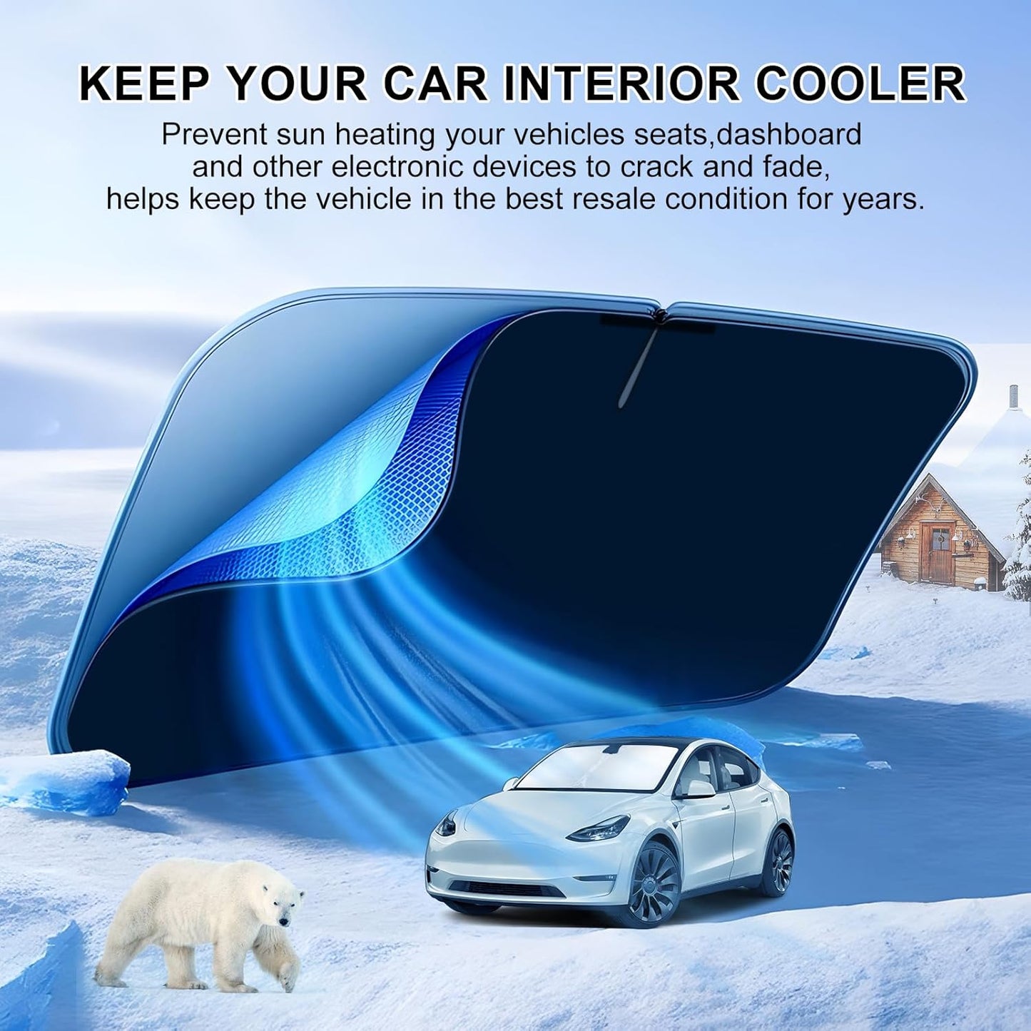 T TGBROS Windshield Sun Shade Custom Fit for 2020-2023 2024 2025 Toyota Highlander Accessories Foldable Sun Shield Reflective Polyester Sun Visor Cover Block Heat and Sun Protection