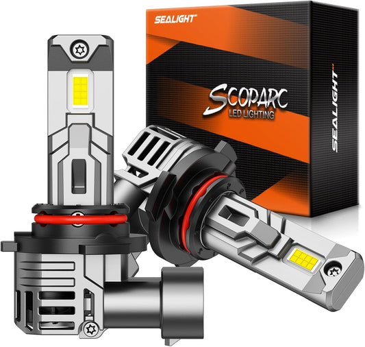 SEALIGHT 9006 Bulbs, 30000LM 6500K Fog Bulbs 1:1 Mini Size with Cooling Fan, HB4 for Powersports ATV/UTV, 3 Mins Plug-N-Play, Pack of 2