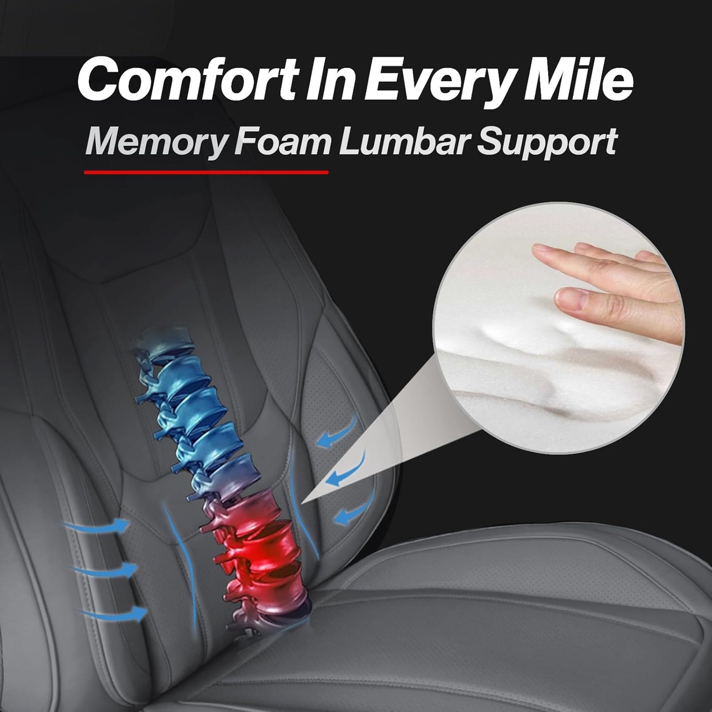 Coverland Custom Car Seat Covers Compatible with Silverado 2500HD, Maverick, Frontier - Premium Leather Non-Slip Memory Foam Waterproof Protector Front Seat-Dark Gray [See Size Chart-Size A40]