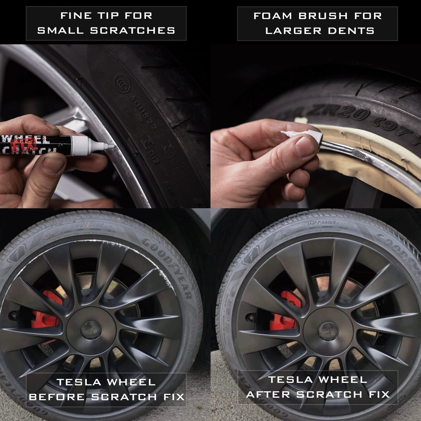 Gray Rim Touch Up Paint Kit, Car Wheel Scratch Repair Kit, Wheel Touch Up Paint Pen, curb rim repair kit, curb rash repair Kit, Universal Rim Alloy Wheel Paint Dark Gray (Satin Dark Gray)
