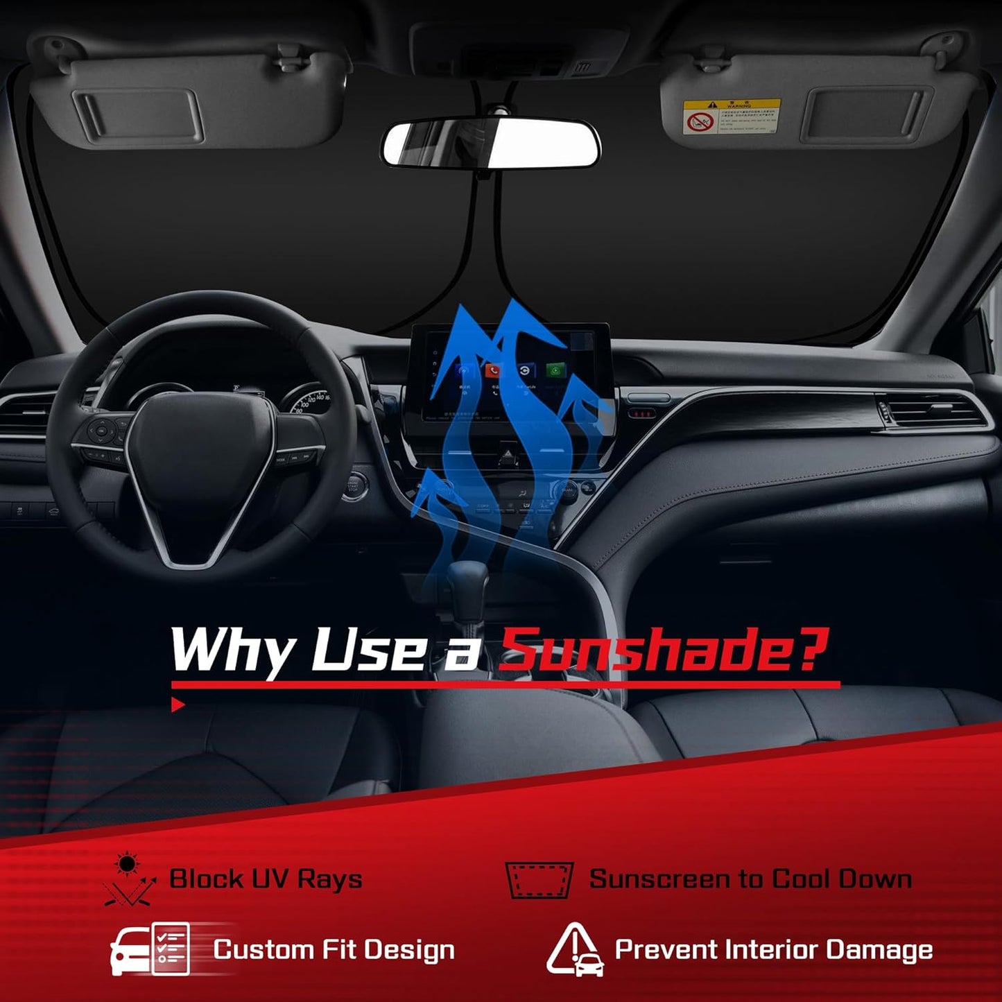 ARISMOTOR Windshield Sun Shade for Acura RDX 2019-2025, Custom Fit Foldable Front Window Sunshade Sun Visor Protector, Block UV Rays Keep Your Car Cooler