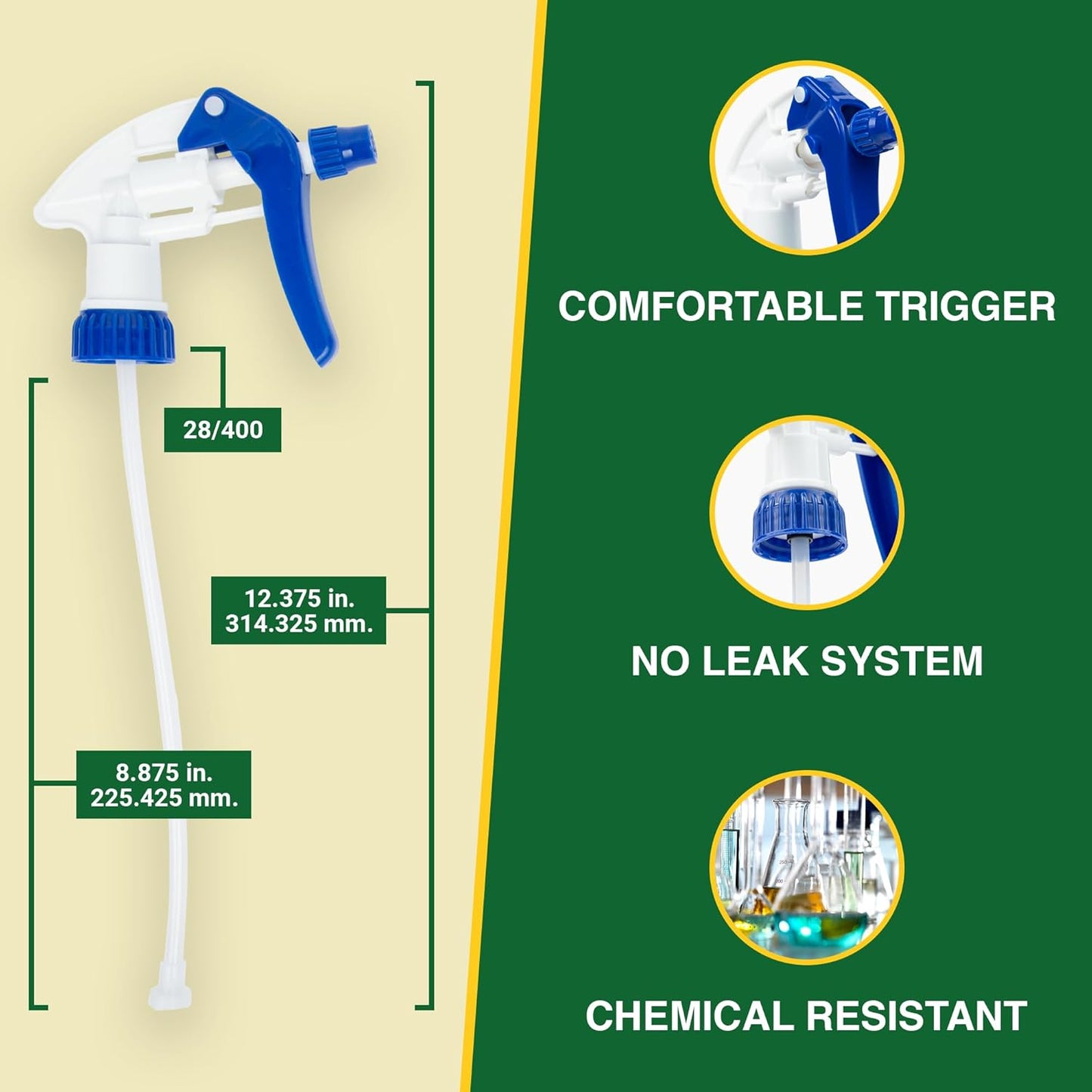 Spray Bottle Nozzle Replacement, Bottle Tops Only - Sprayer Nozzle Triggers for Heavy Duty, Commercial, Home Cleaning Solutions - Fits 8,16,24,32 oz Plastic & Glass Bottles, Blue 13 pack