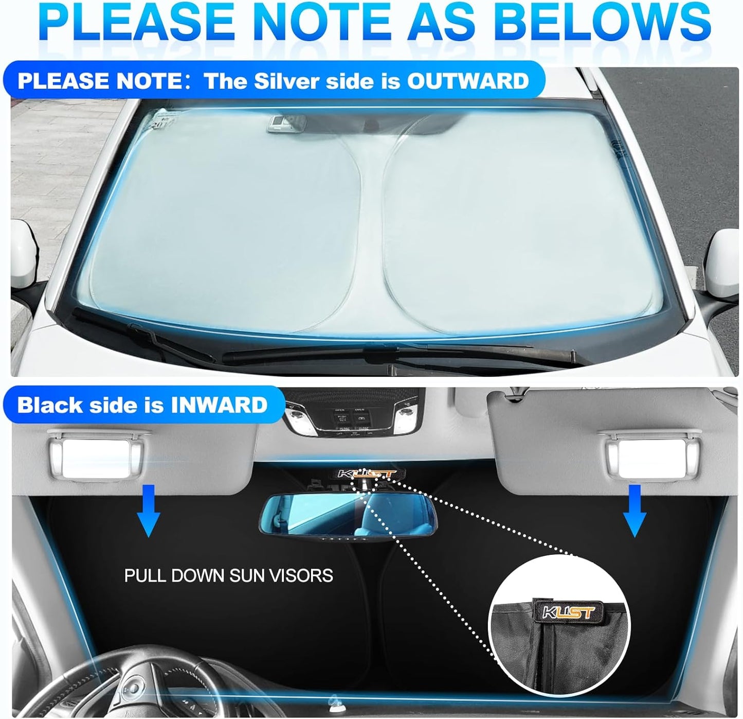 KUST Windshield Sun Shade for Lexus ES 2019-2024 2025 ES250 ES300h ES350 Accessories Custom Fit Sunshade Sun Visor Protector Foldable Blocks UV Rays Keep Your Car Cooler