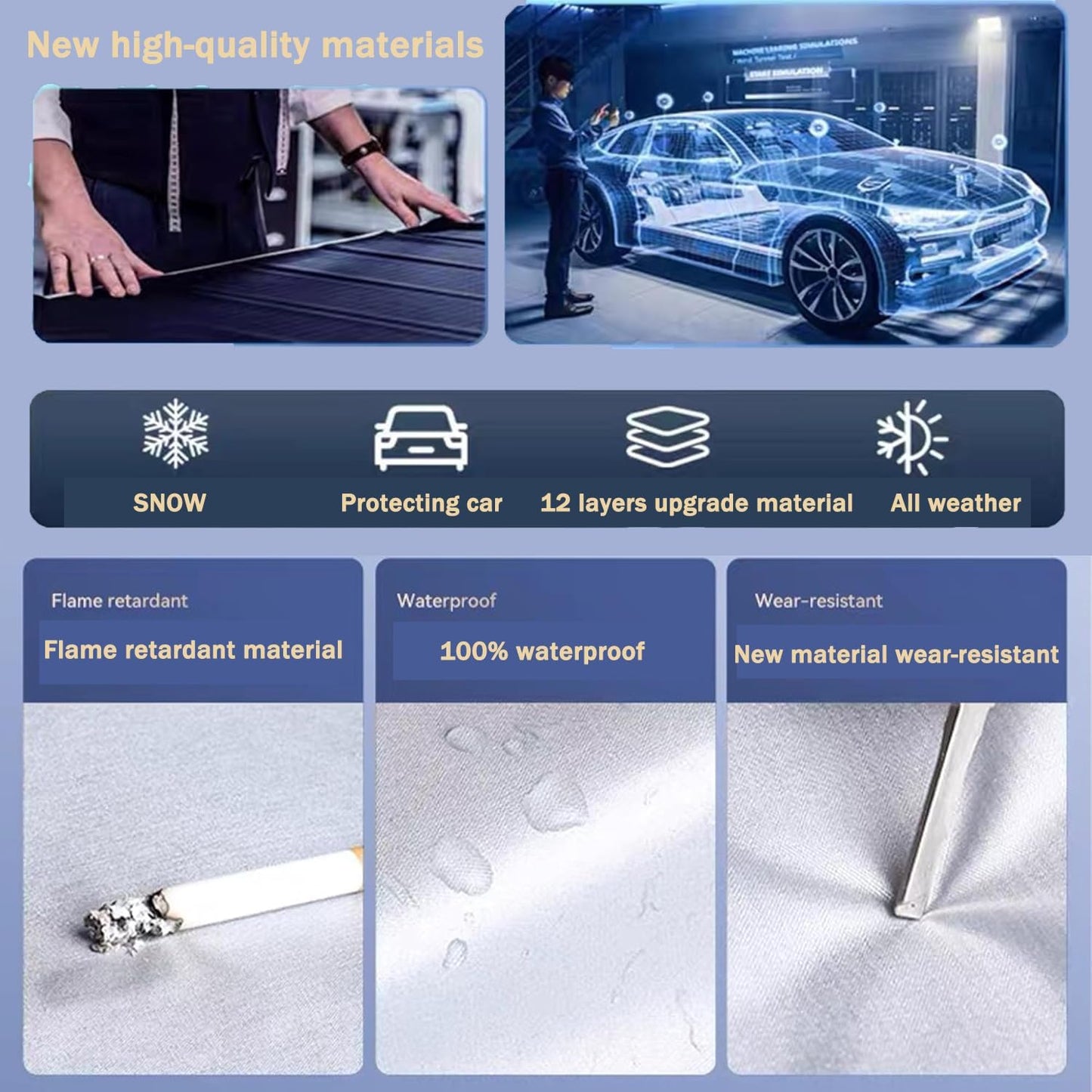 Autsop Car Cover Waterproof All Weather,12-Layer Car Covers for Automobiles Outdoor Heavy Duty Full Exterior Covers for Sedan(Up to 177 inch)