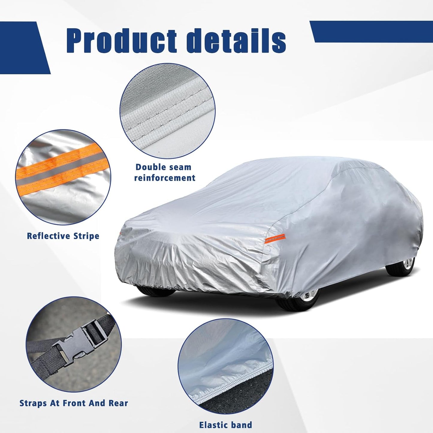 Kayme 6 Layers Car Cover Custom Fit for Mercedes Benz SLK Class 200 230 250 280 320 350 (1996-2016) Waterproof All Weather for Automobiles, Outdoor Full Cover Rain Sun UV Protection.Silver