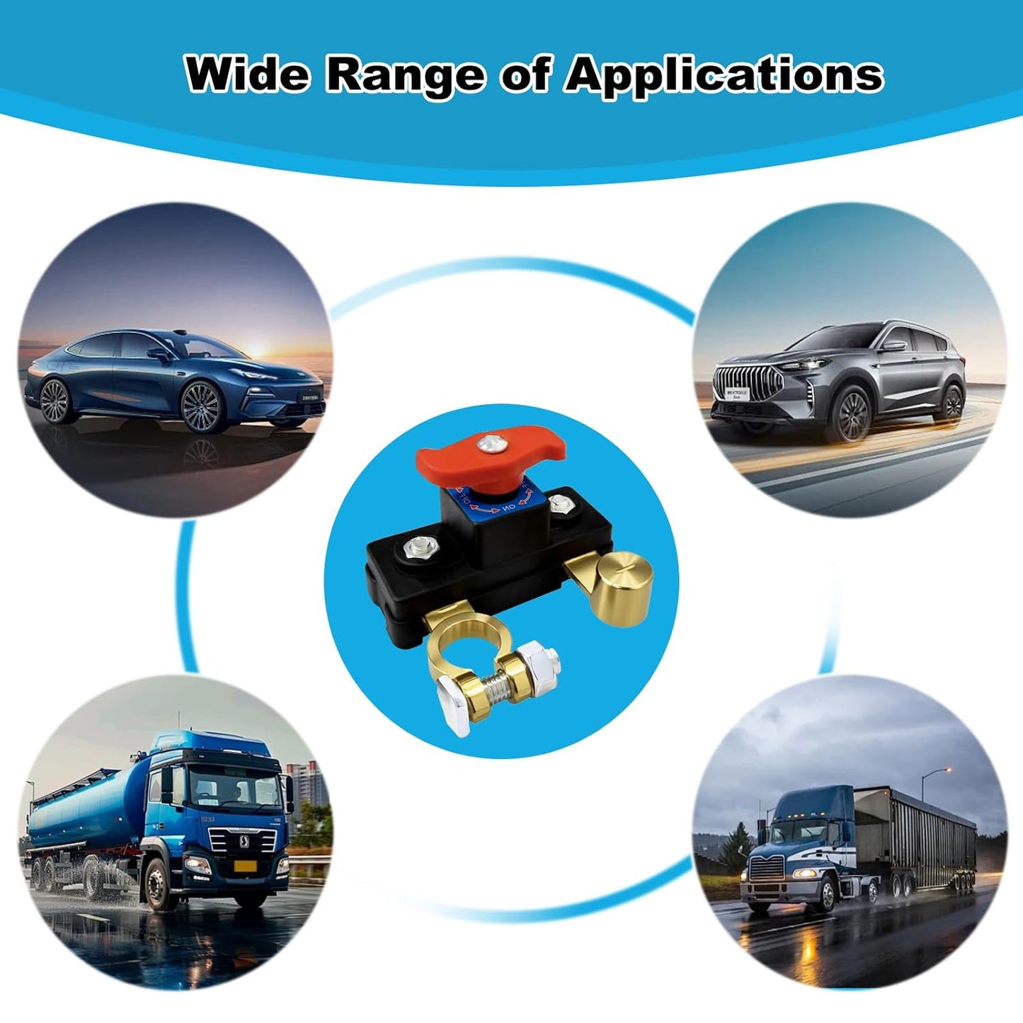 Car Battery Power Cut-Off Switch Breaker, Pure Copper Stable Transmission High Conductivity Disconnect Smart Battery Disconnect Switch for Car Truck Boat Rv Supplies