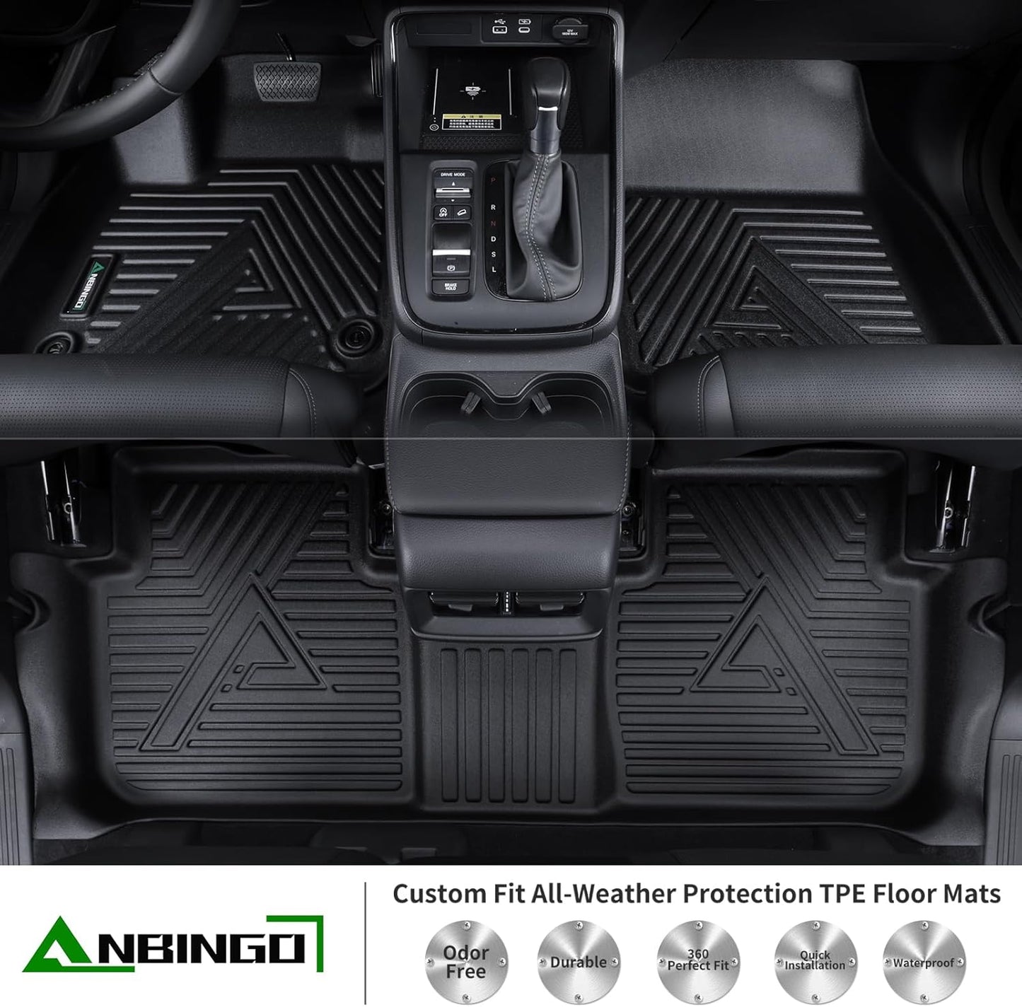ANBINGO® Floor Mats & Cargo Liner for 2025 2024 2023 Mazda CX-50 AWD (Non Hybrid) | All Weather TPE CX50 Floor Liners | 1st & 2nd Row Custom Mats Full Set | CX50 Accessories - Black