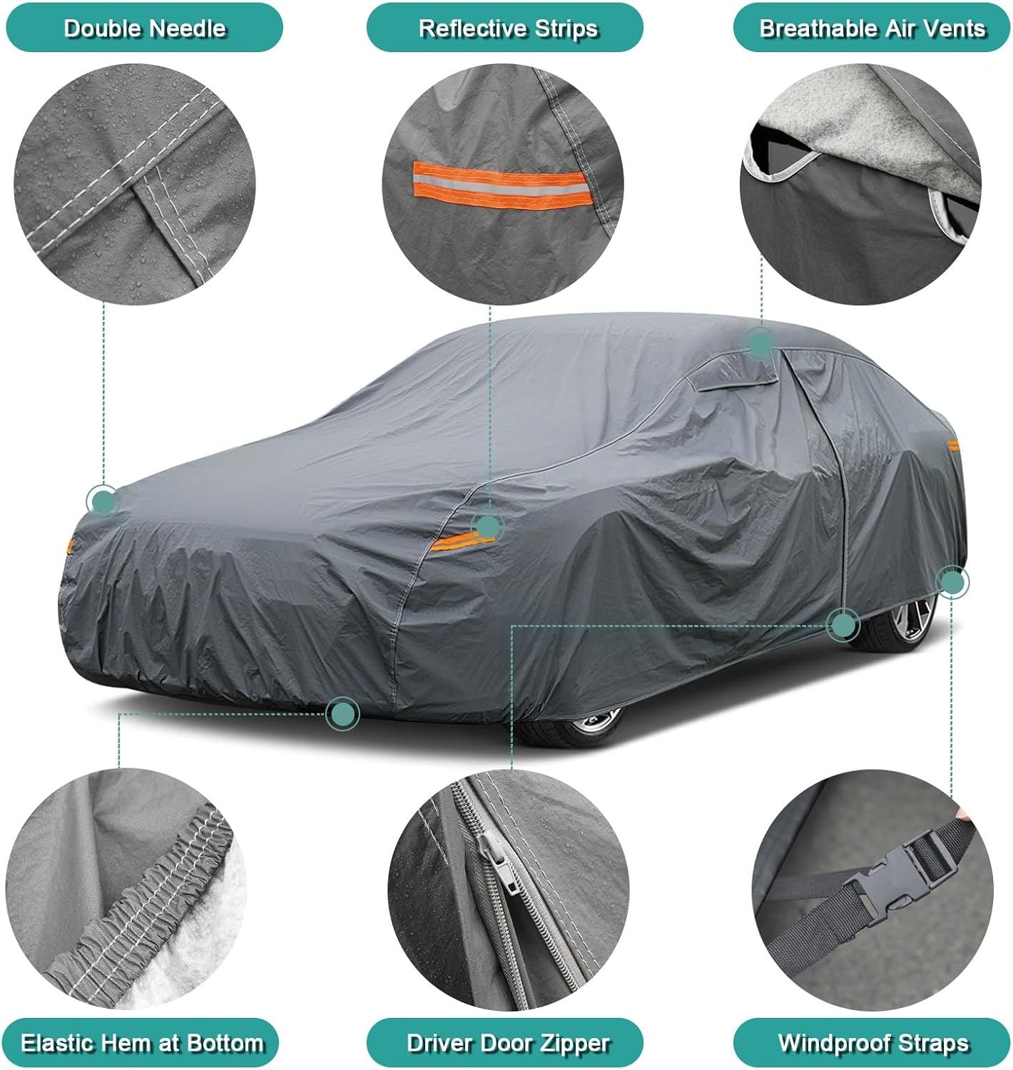Premium Car Cover Custom Fit Dodge Charger (2006-2025), 16 Layers Heavy Duty Car Cover Waterproof All Weather with Zipper Door for Sun Rain Snow Dust Uv Protection