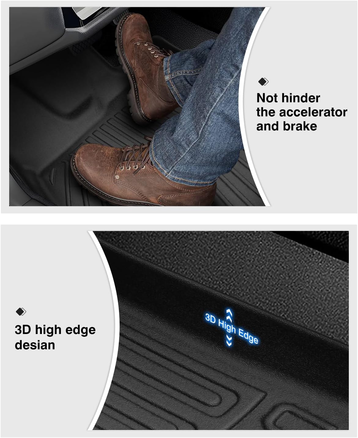 Powerty Floor Mats for Toyota BZ4X & Subaru Solterra 2023 2024 2025 Accessories All Weather Floor Liner 3D TPE 1st & 2nd Row Floor Mat Heavy-Duty Floor Liners