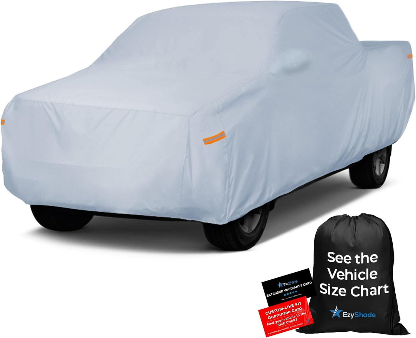 EzyShade 10-Layer Truck Cover Waterproof All Weather. See Vehicle Size-Chart for Accurate Fit. Full Outdoor Pickup Truck Covers for Ford F150 Colorado RAM. Sun Wind Rain. Size T3 (See SizeChart)