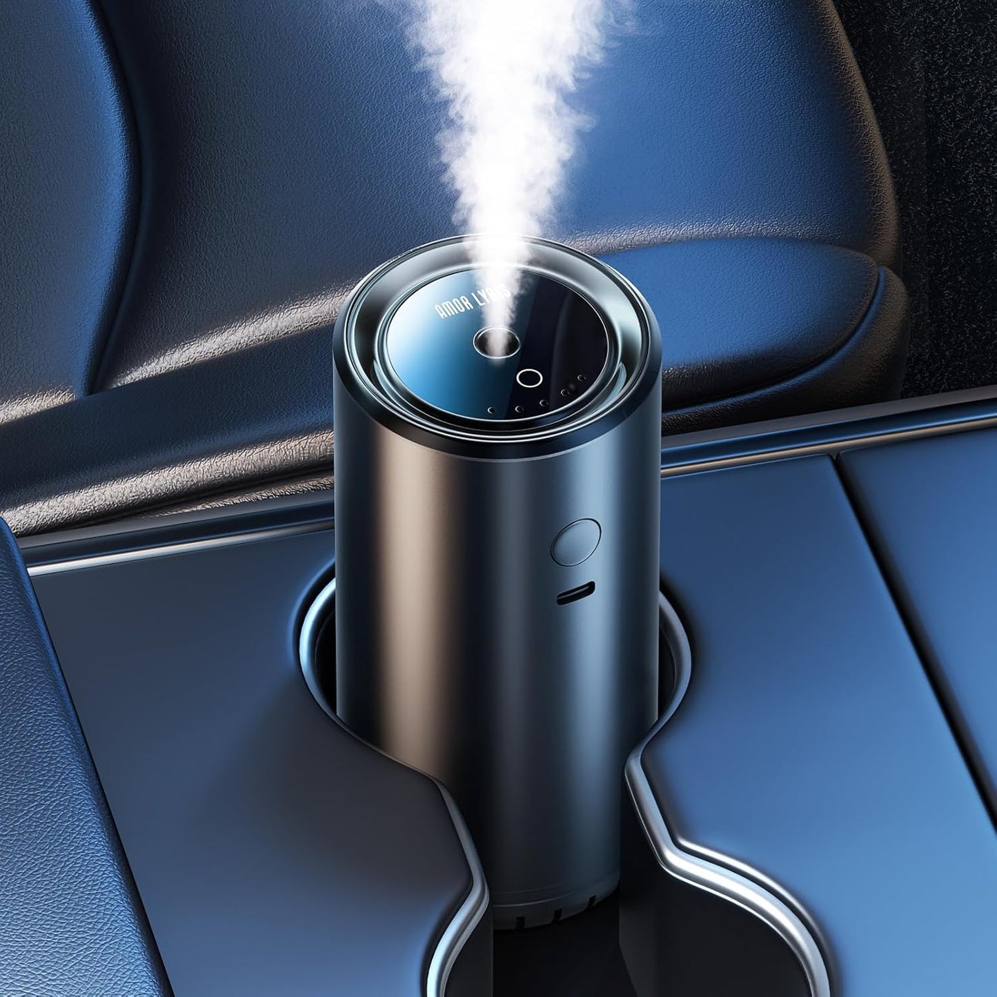 Smart Car Air Freshener Diffuser, Car Diffuser Air Fresheners Long Lasting with 100ml Capacity Essential Oil Last 6 Months, RGB Music Syncing Light, Auto On/Off, 5 Adjustable Car freshener, Ocean