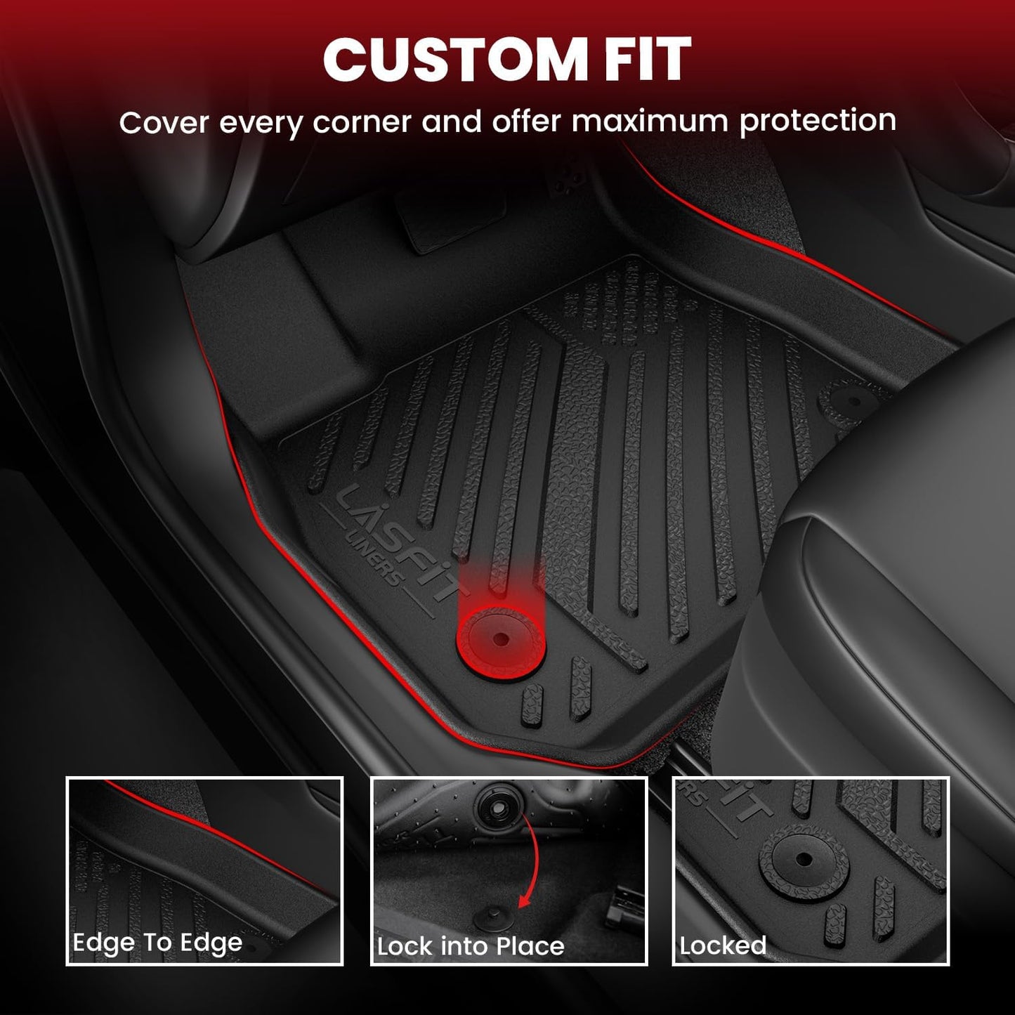 LASFIT Floor Mats for Chevrolet Cruze 2016-2020 (Not Fit 2016 Cruze Limited), All Weather TPE Custom Fit Floor Mats for Cars, 1st and 2nd Row Car Floor Mats for Cruze Accessories Black