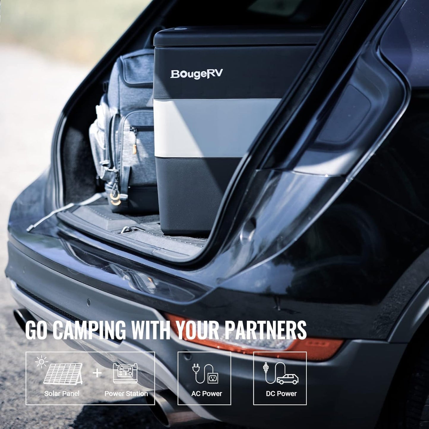 BougeRV 12V Portable Refrigerator 53 Quart Car Freezer Fridge Electric Cooler12V/24V DC 110~240Volt AC for Camping (Included: 53Qt Insulated Cover)