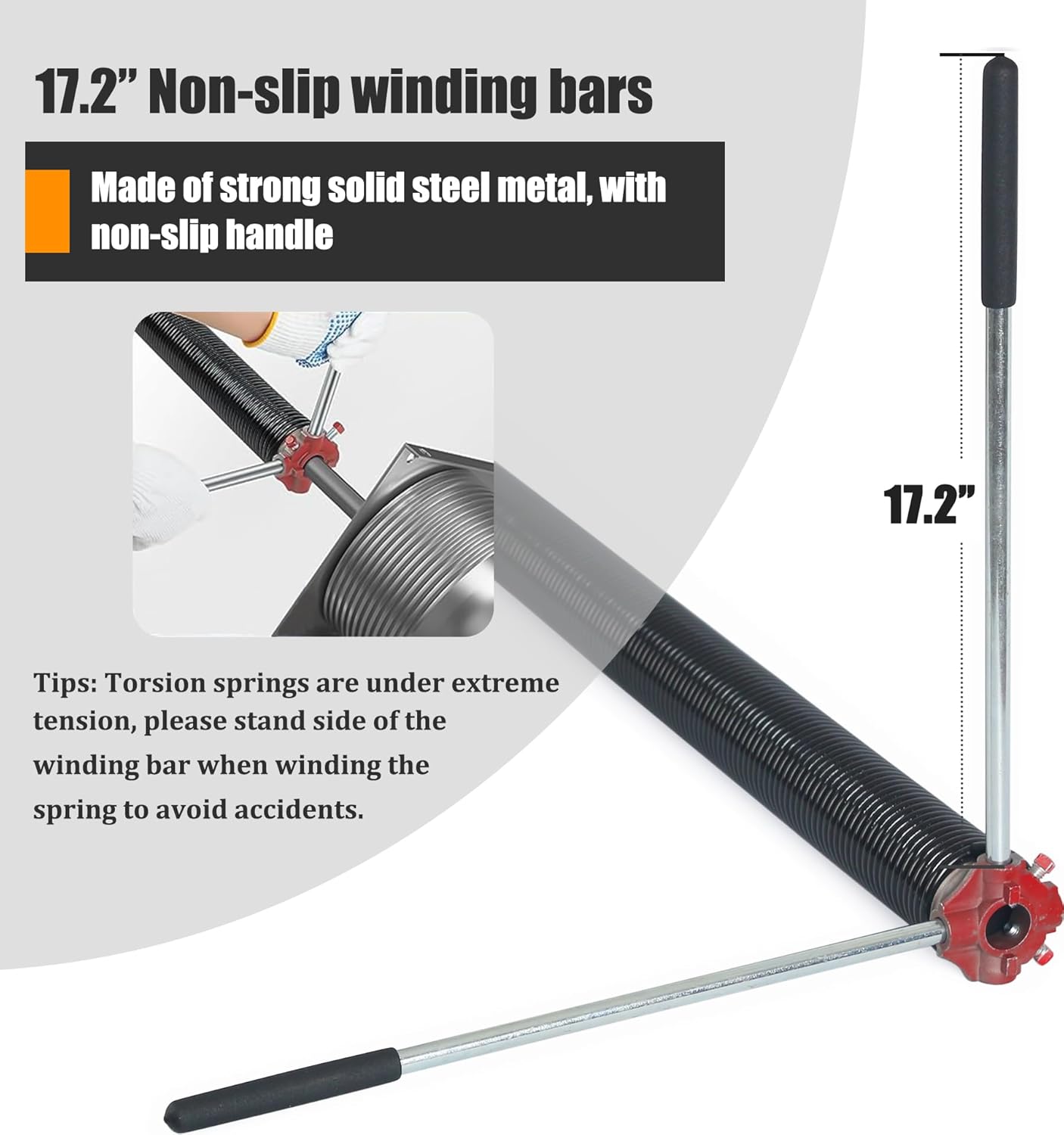 Garage Door Torsion Spring Set, Pair of 2" Electrophoresis Coated Garage Door Spring Replacement with 2 Non-Slip Winding Bars and Bearing, Minimum 16000 Cycles (.243x2x32")