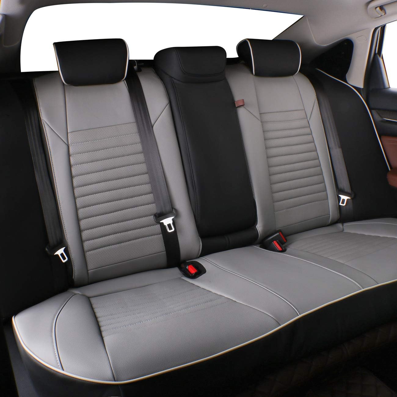 EKR Accord Car Seat Covers for Cars Honda Accord EX,EX-L,Sport,Sport SE,Touring 2017,Rear Row W/Split,Car Seat Covers Full Set,Leather Seat Covers Front Seats & Back-Leather(Black/Gray)