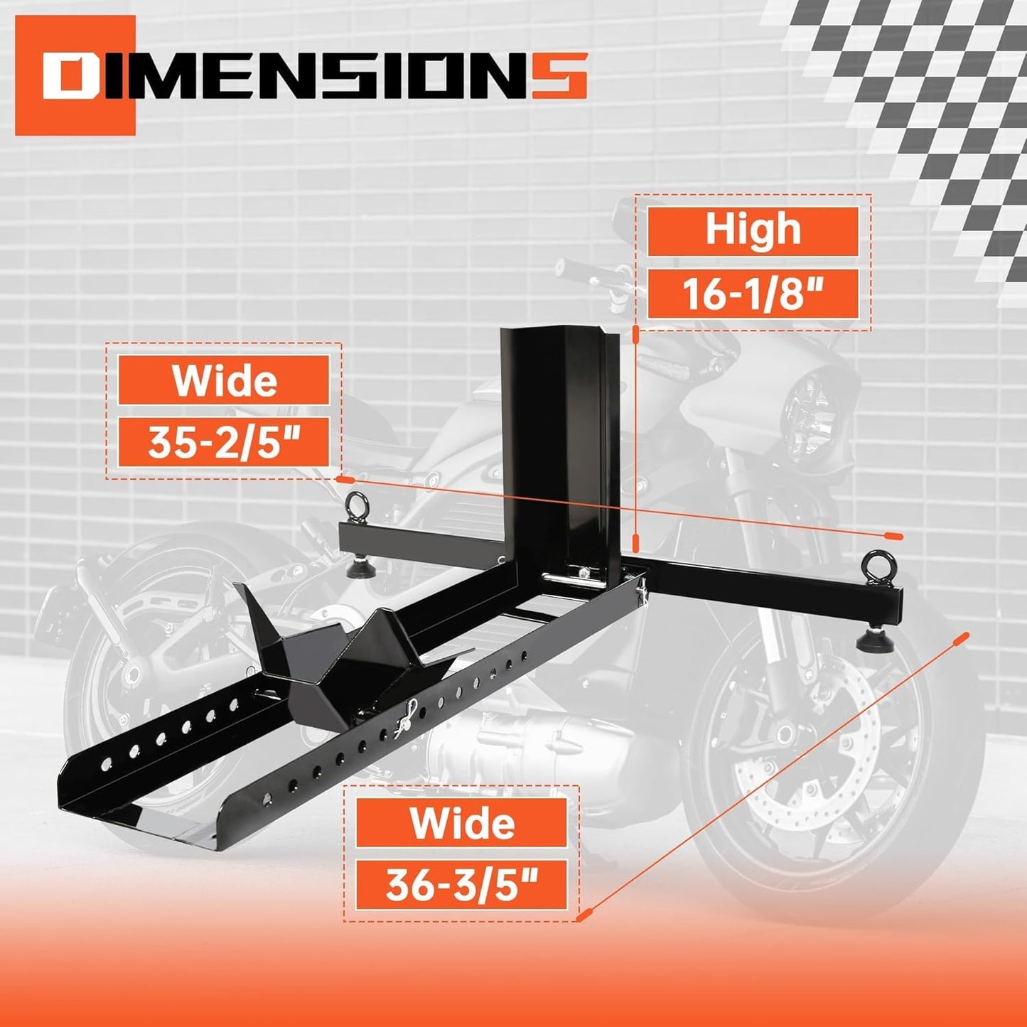 ECOTRIC Motorcycle Wheel Chock Stand Upright 1800lb Capacity, Adjustable Motorcycle Front Tire Stand Chock for Trailer Truck Garage Fit for Most Motorcycles Tire Size 15"-22" Wheels