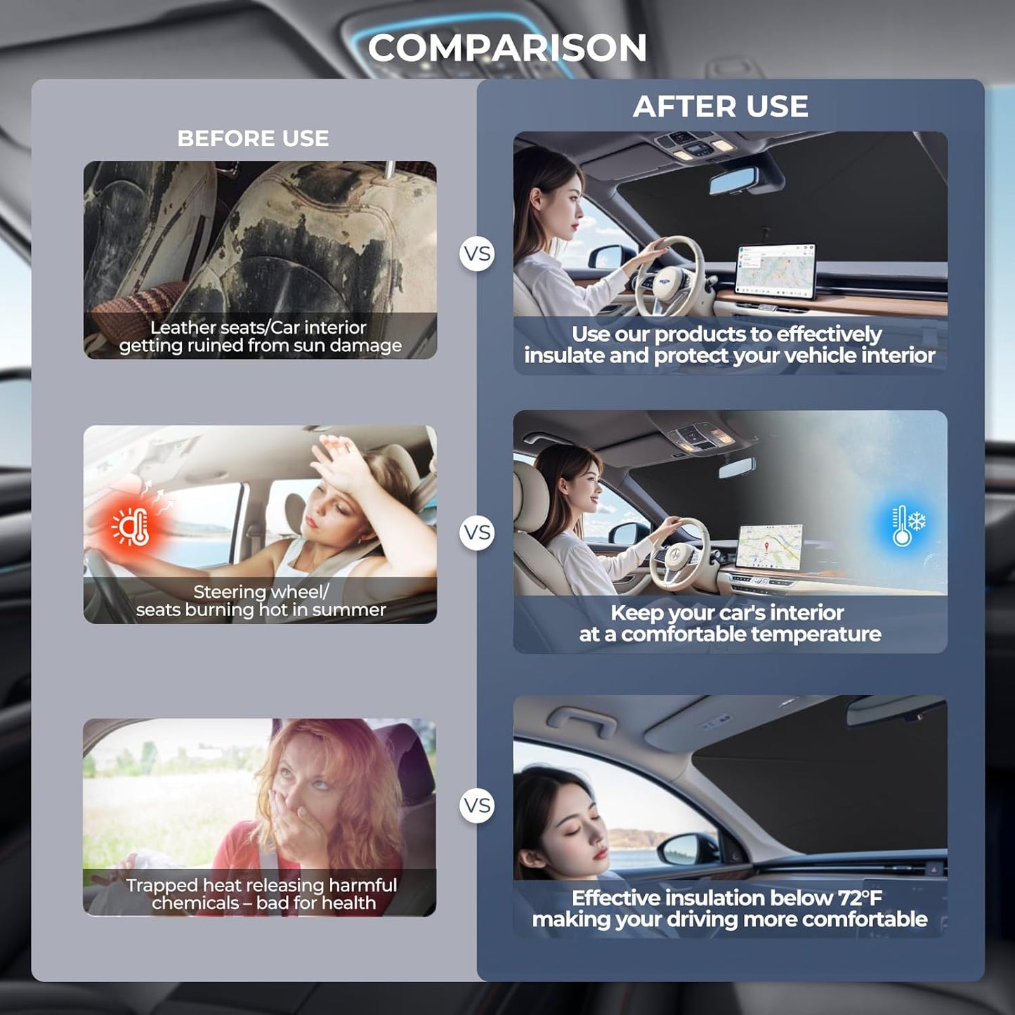 Windshield Sun Shade Umbrella for 2019-2025 Kia Forte Accessories: Custom Fit 240T Silver, Double Thickened, Foldable Sunshade Front Window Sun Visor, Ultimate 99% UV Blocking for FE/LXS/GT-Line/GT
