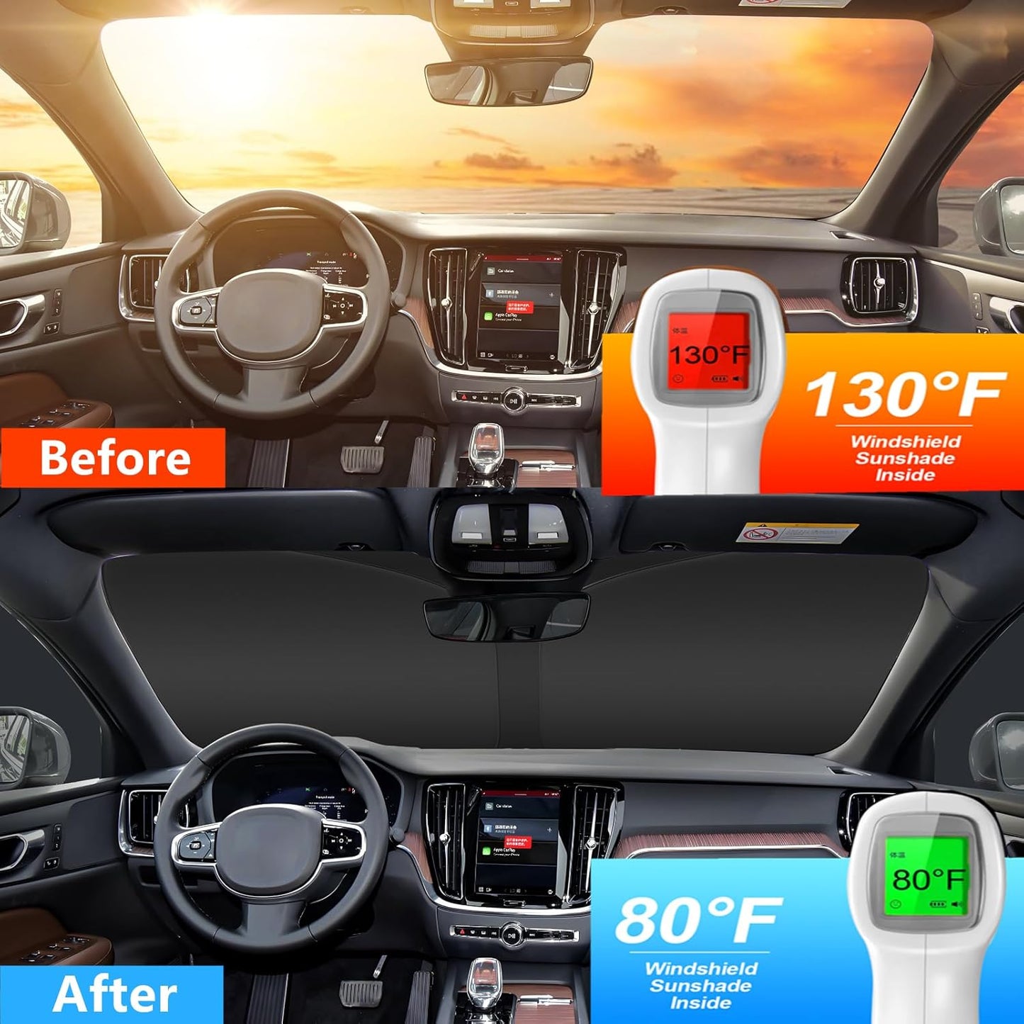 Windshield Sun Shade for Kia Telluride 2020-2025 4-Layer Front Window Shade Custom Sun Visor 240T Shade Blocks UV Keep Your Car Cooler