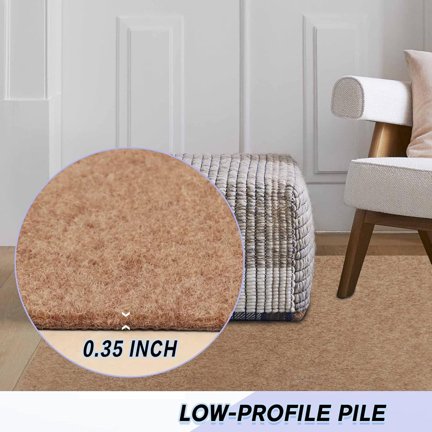 Custom Size Backed Non-Slip Area Rugs Runner, Easy Clean, Waterproof Runner Rugs for Hallway Entryway, Kitchen, Laundry, 3FT x 68FT, Beige