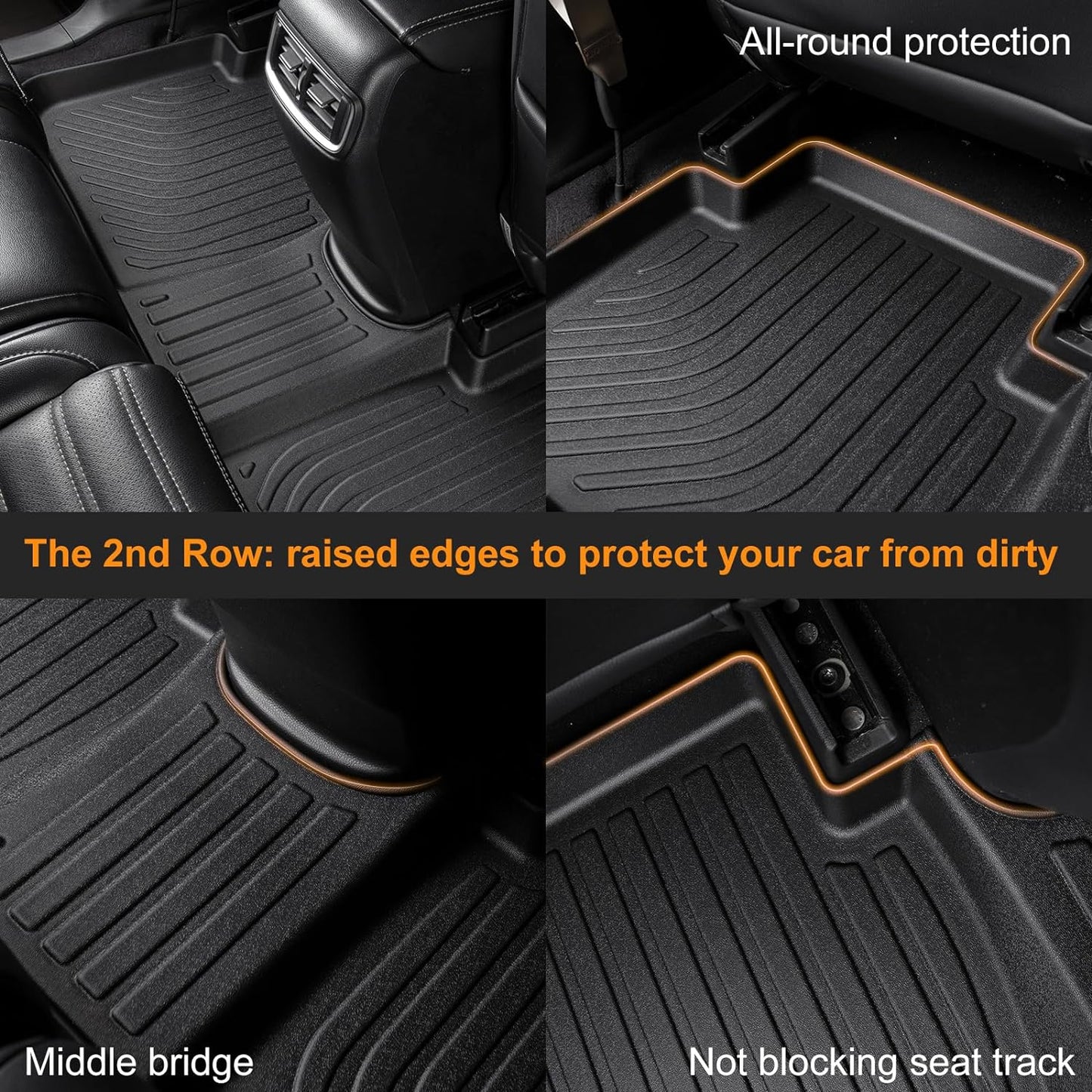 Binmotor-All Weather Floor Mats Cargo Liner Set for BMW X1 2016 2017 2018 2019 2020 2021 2022,1st & 2nd Row Full Set, TPE Rubber mats Heavy Duty Car Floor Liners-Black for X1 Accessories