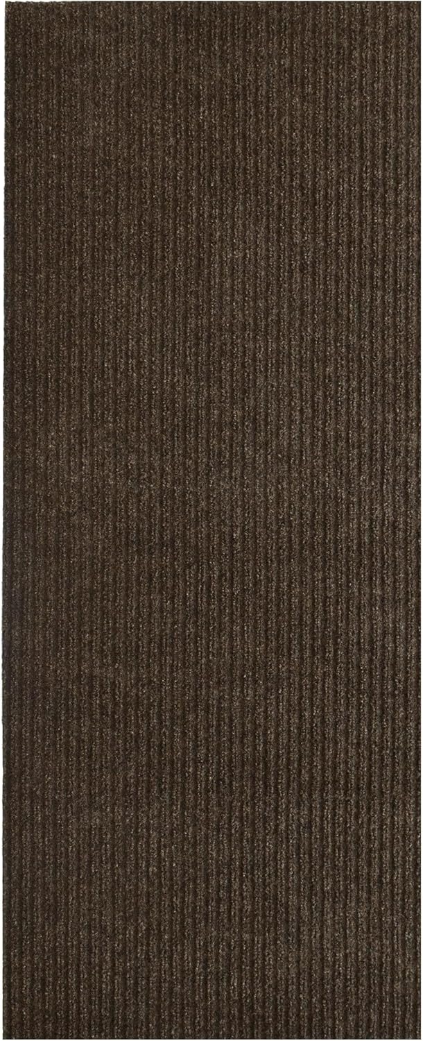 iCustomRug Spartan Weather Warrior Duty Indoor/Outdoor Utility Ribbed in 3ft,4ft,6ft Widths 70 Custom Sizes with Natural Non-Slip Rubber Backing 4'X18' in Brown