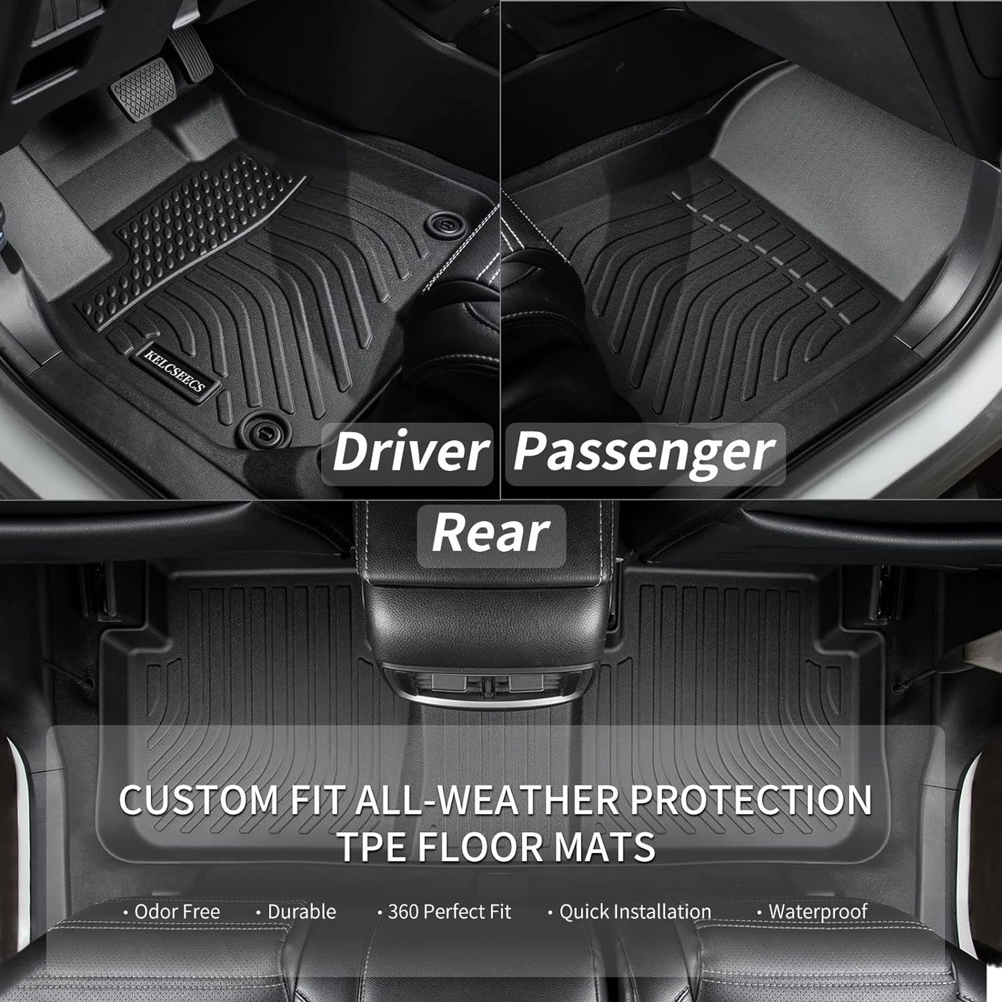 KELCSEECS® Floor Mats Custom for Chevrolet Chevy Colorado & GMC Canyon 2023 2024 2025,All Weather Protection TPE Floor Liners Front Row and Second Row Full Set Accessories Black
