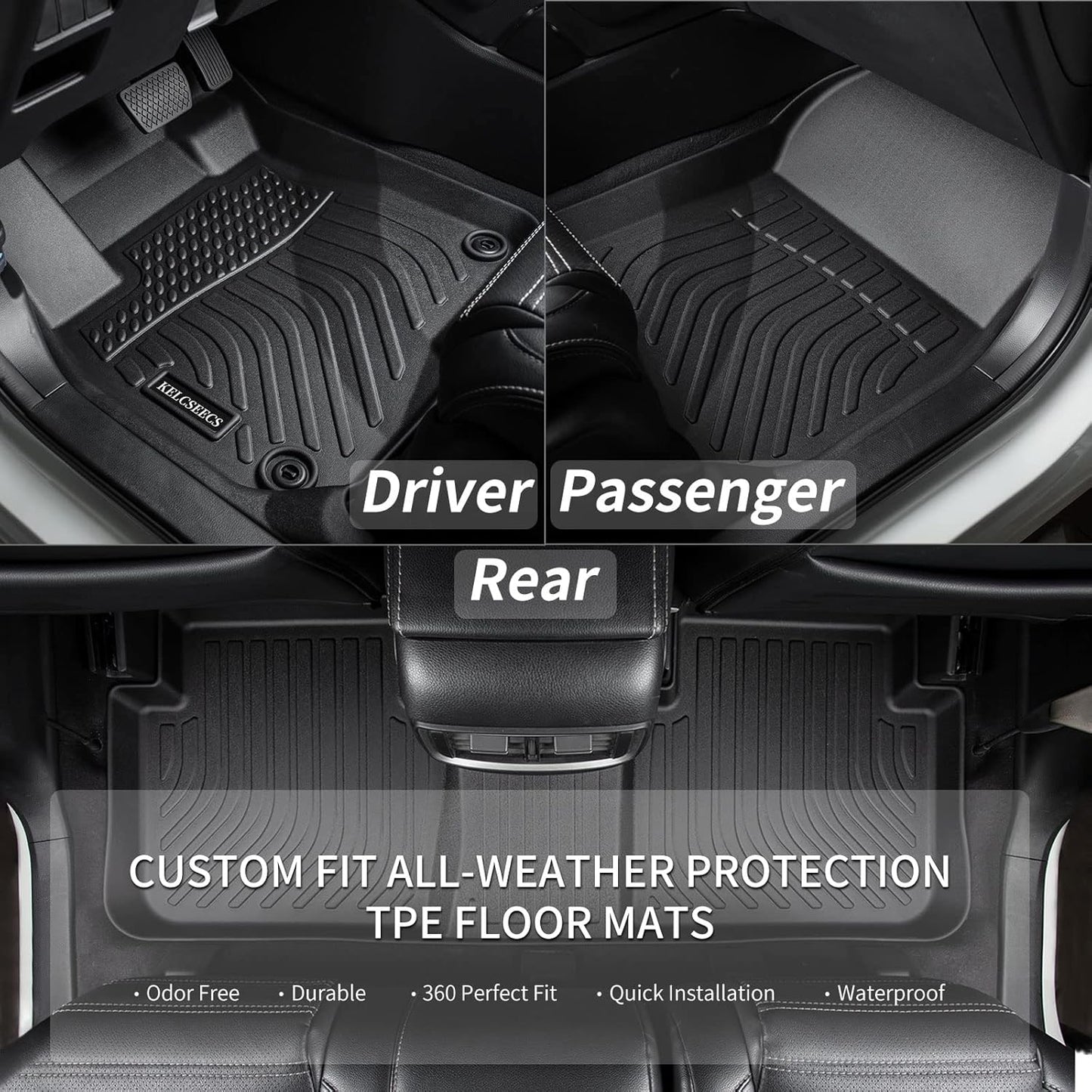 KELCSEECS® Floor Mats & Cargo Liner Custom for Ford Edge 2015-2024 & Ford Edge ST 2019-2024 All Weather Protection TPE Floor Liners Front& Rear Row Full Set Accessories Black