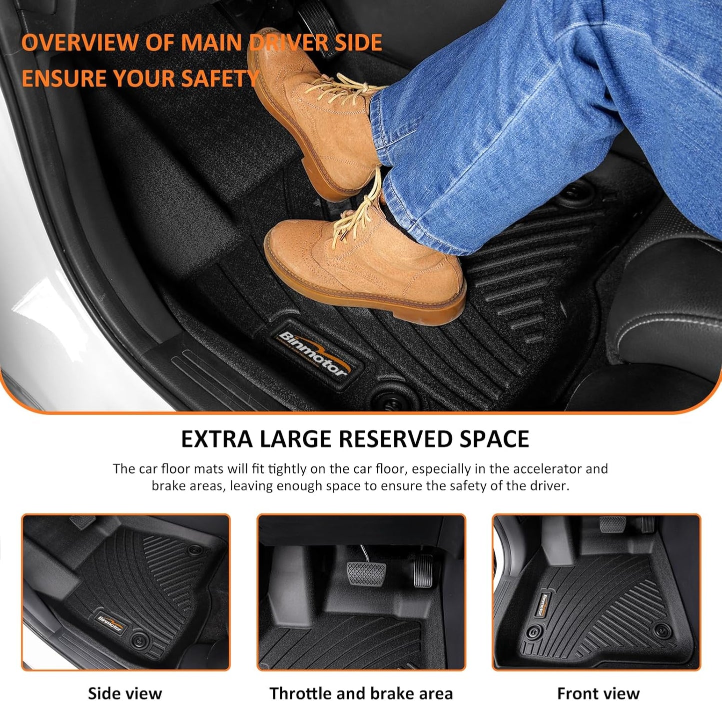 Binmotor-Custom Fit Floor Mats & Cargo Liner for Kia Seltos 2024 2025, All Weather Car Floor Mat for Kia Seltos Accessories, TPE Rubber Liners Cargo Trunk Mat Trunk Liner-Black