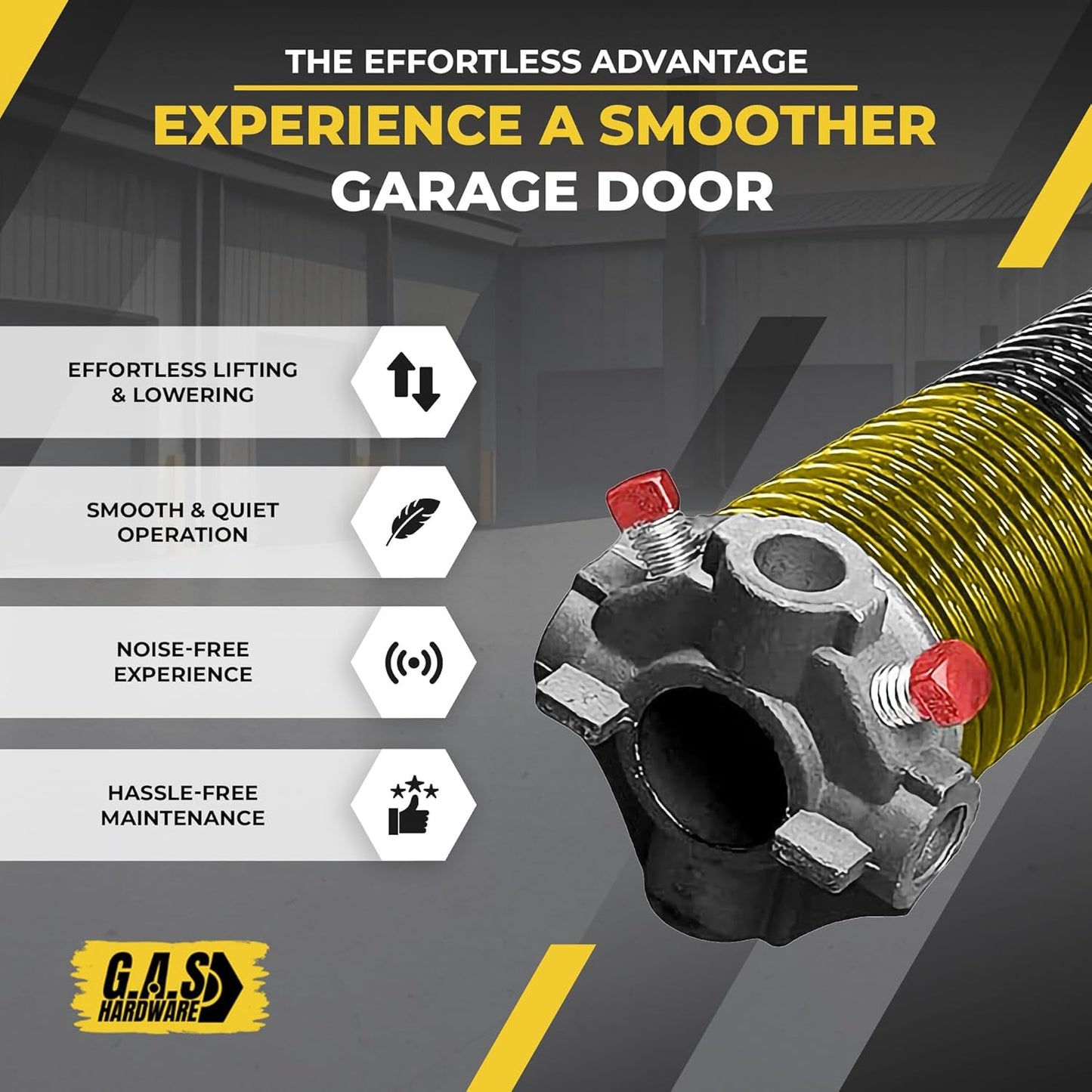 Garage Door Torsion Spring 250x2x30 Torsion Springs for Left Side of Garage Door with 1" Steel Bearing, Gloves, and Winding Bars Precision E-Coating 5-Year Warranty Minimum 30,000 Cycles (Red Cone)