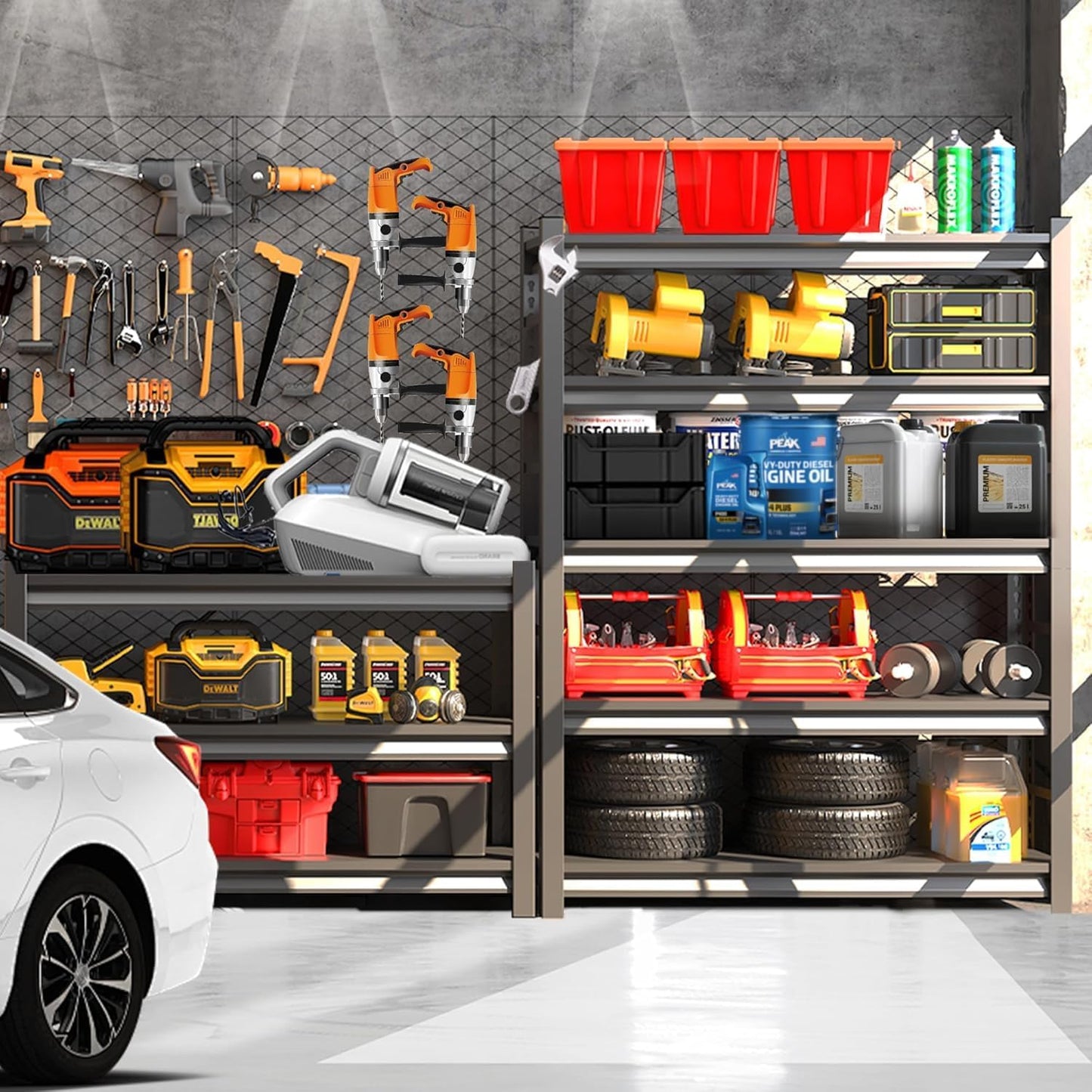 Metal Garage Shelving Unit, Heavy Duty 5-Tier Adjustable Storage Rack, Steel Shelving,2000 lbs Capacity, Industrial Shelves for Heavy Tools and Equipment (5-Tier 54" H x20 W x 14" D)