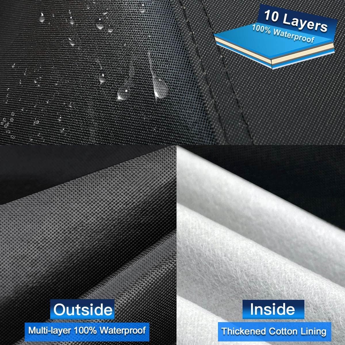 10 Layers Car Cover Custom Fit for Cadillac (DTS 2006-2012), Waterproof All Weather for Automobiles, Outdoor Full Cover Sun Dust Rain Protection with Cotton. Black