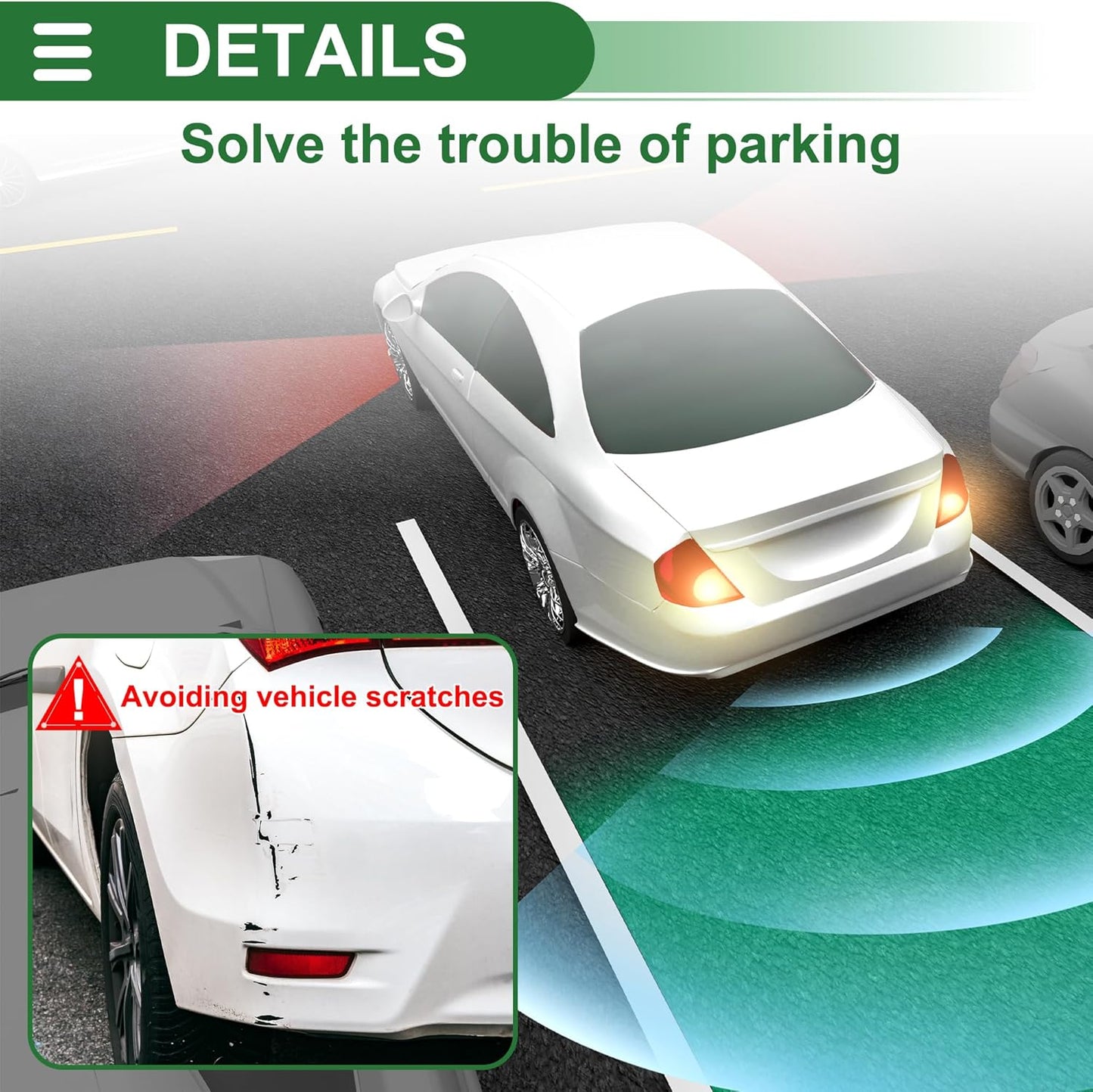 Motoforti Universal Car Auto Vehicle Reverse Backup Radar System Reverse Parking Sensors Alarm Buzzer Reminder Distance Detection Black 8 Parking Sensors