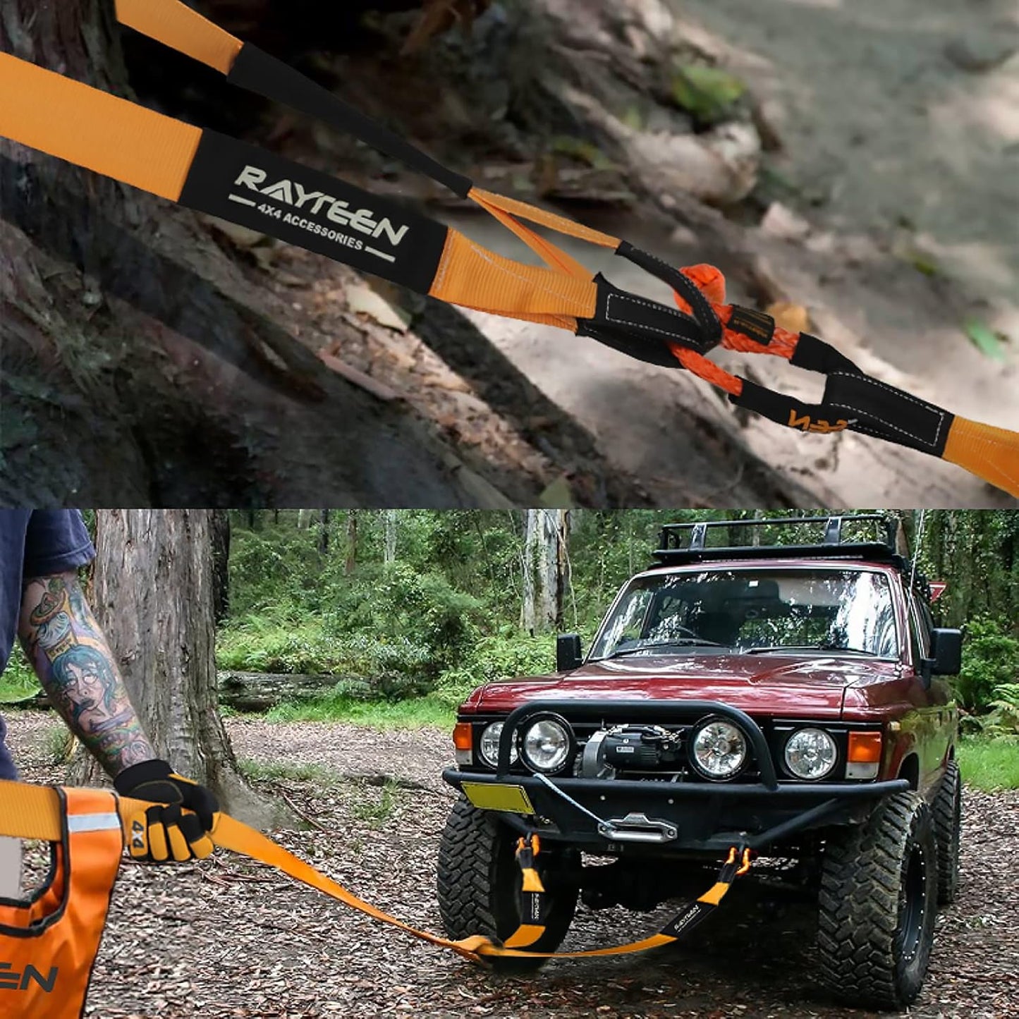 Genuine 33,000lb Xtreme Heavy Duty Recovery Tow Strap | 20ft x 4in Vehicle Tow Strap with Reflective Sleeve & Reinforced Loops | Suits for 4x4 Offroad UTV ATV Trucks Boats