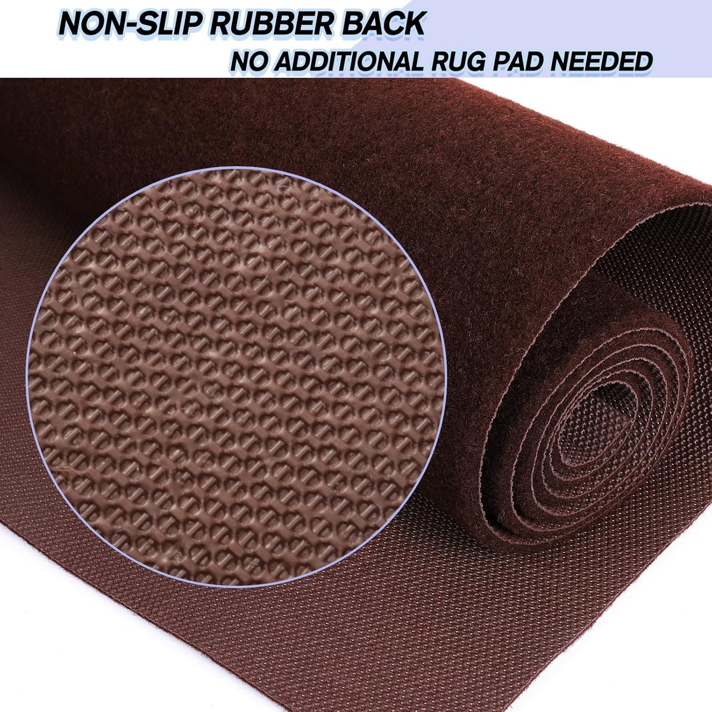 Custom Size Backed Non-Slip Area Rugs Runner, Easy Clean, Waterproof Runner Rugs for Hallway Entryway, Kitchen, Laundry, 4FT x 23FT, Brown