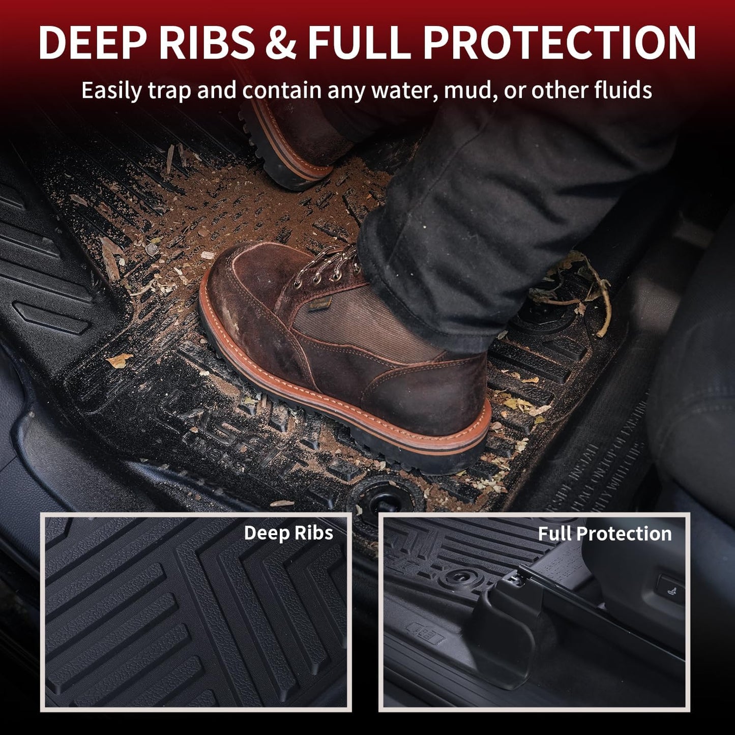 LASFIT Floor Mats&Trunk Mat for Toyota 4Runner 2013-2024 (Only for 5 Seats) All Weather TPE Mats Custom Fit Floor Liner for Toyota 4 Runner 1st & 2nd Row Full Set Car Mats and Cargo Liner, Black