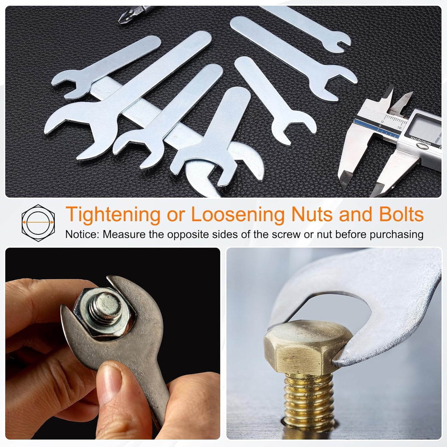 HARFINGTON 10pcs Small Wrench Open End Wrench 23x126x2.8mm Metric U-Shaped Single Open Ended Spanner Super Thin Small Flat Head Galvanizing Wrench for Automotive Repair Furniture Assembly