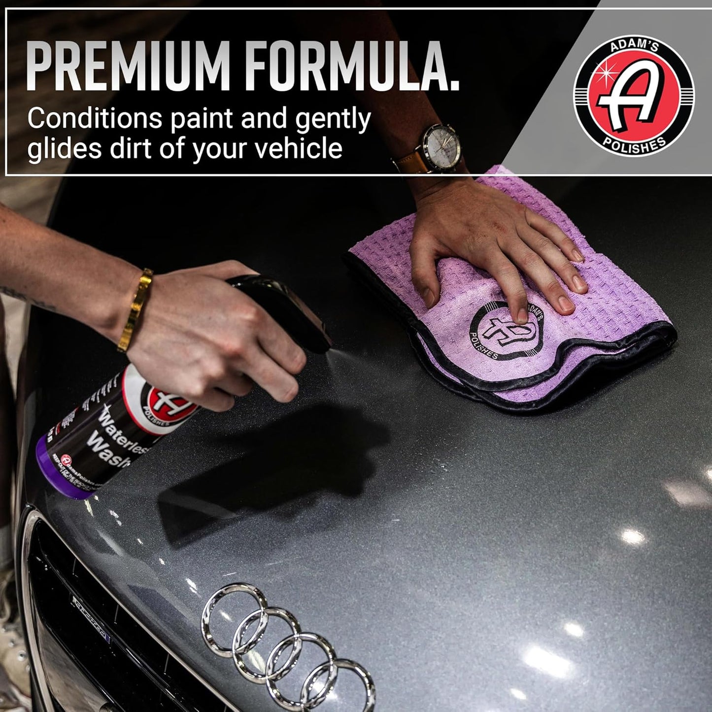 Adam's Polishes Waterless Wash - Car Cleaning Spray for Detailing | Safe Ultra Slick Lubricating Formula for Car, Boat, Motorcycle, RV | No Garden Hose, Wash Soap, or Foam Cannon Needed - Pack of 2