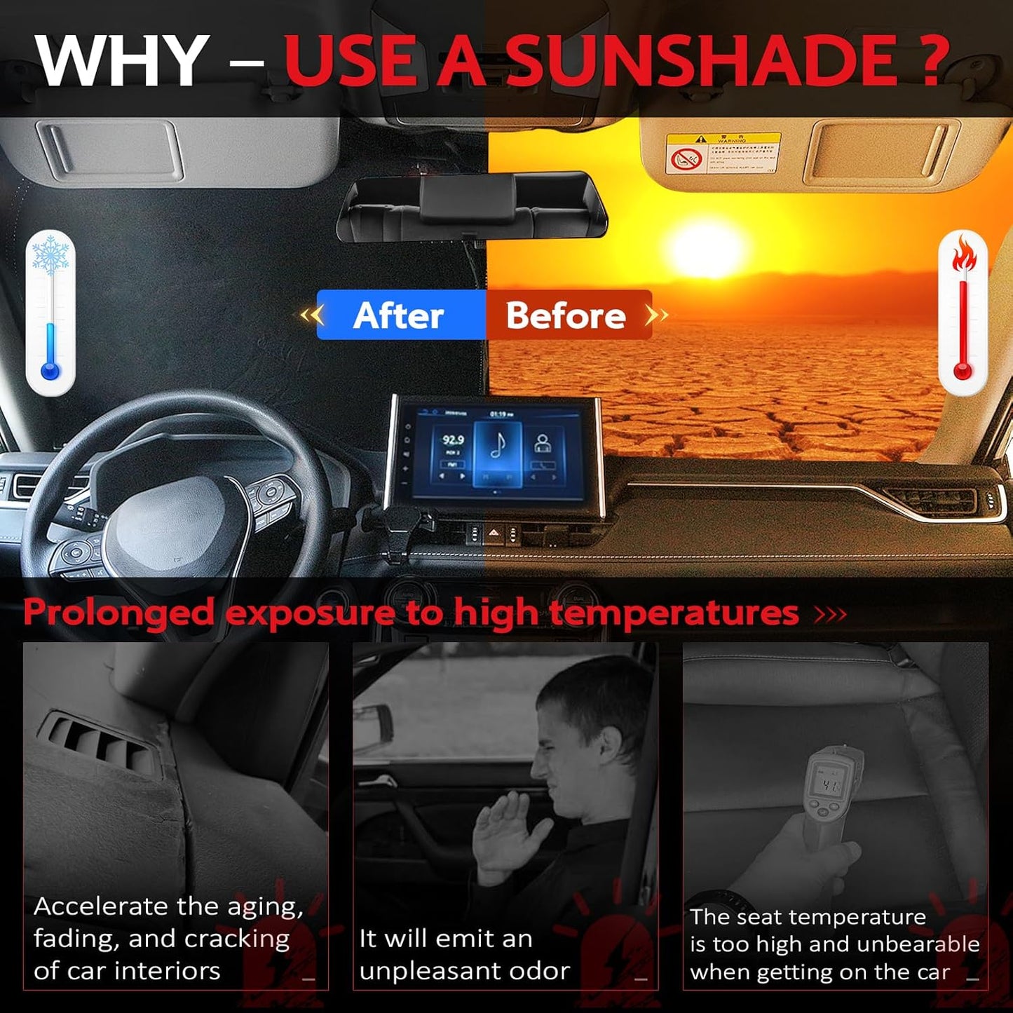 KAYZT Windshield Sun Shade for 2012-2015 Honda Civic Foldable Sunshade Front Window Custom Fit Car Accessories