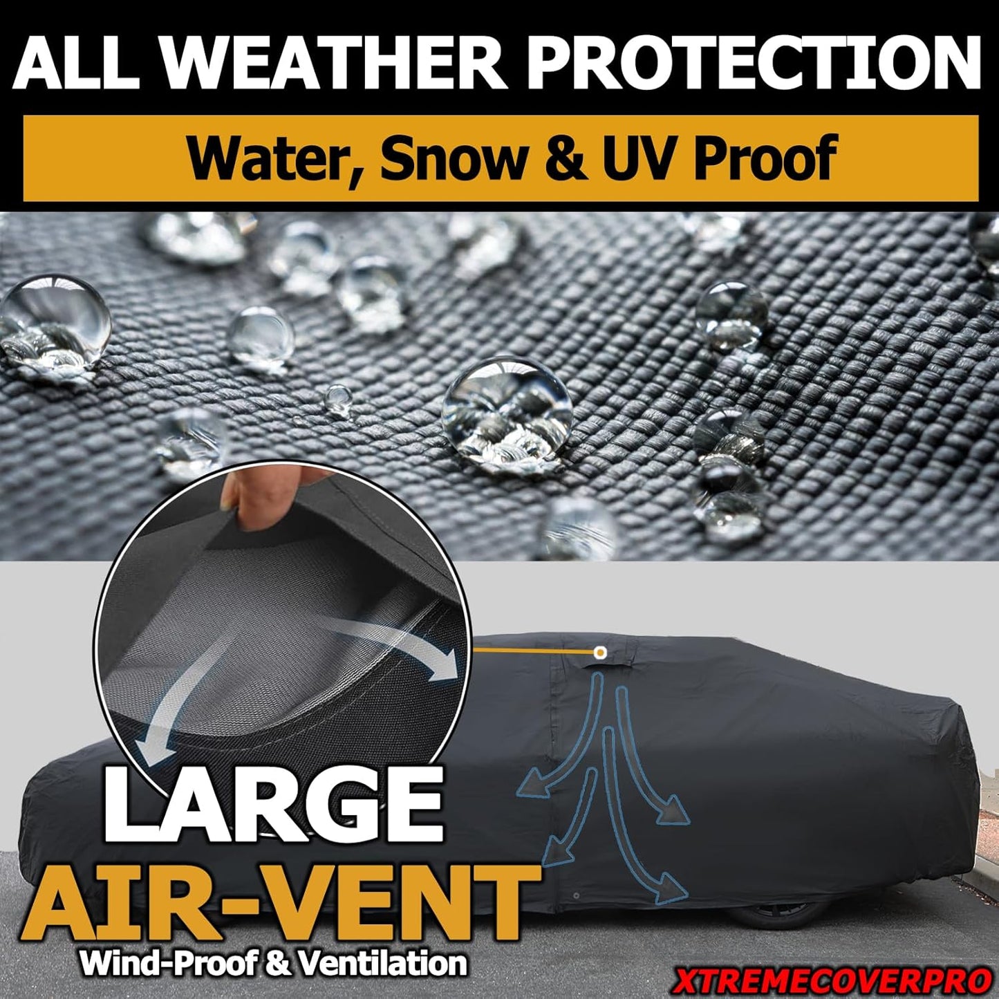 All Weather Waterproof car Cover Good for rain Snow uv Protection dust Compact Coupe Mustang XLR F-Type 370z SL550 GR Supra 300SL SC430 Mazda3 Black