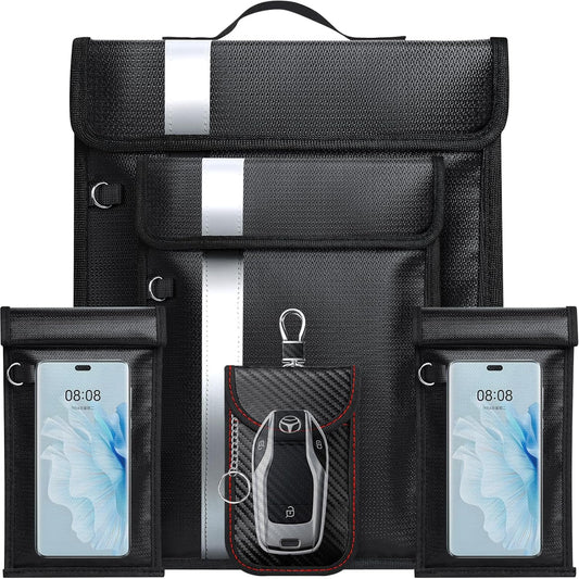 Faraday Bags,Anti-Tracking Faraday Bag For Phones&Laptops & Tablets & Car Keys,Fireproof & Waterproof EMP Bag,Faraday Cage With Handle