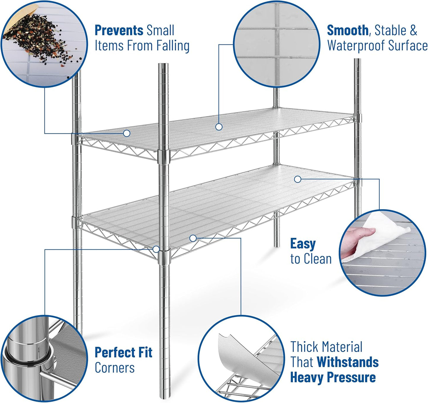 Sterling Shelf Liners Wire Rack Covers: Long-Lasting Shelf Liner Cover for Wire Shelving: Premium Cover Mats for Shelves in Pantry, Closet, etc: 18x36 Inch: Graphite, Set of 4