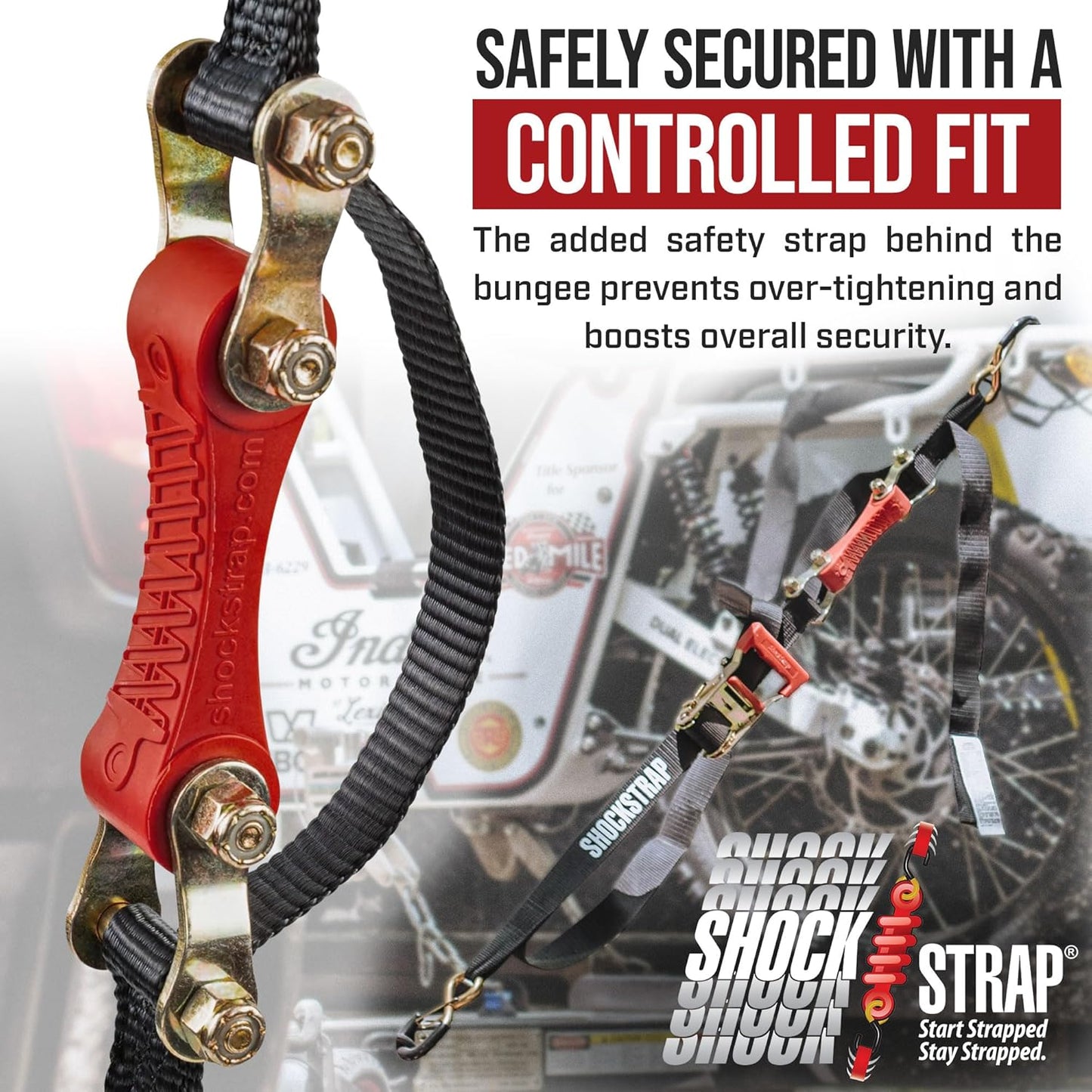 Ratchet Strap, 10' x 1" Shock Absorbing Heavy Duty Tie Downs for Cargo, 500 LB WLL / 1,500 LB Break Strength, 4-Pack