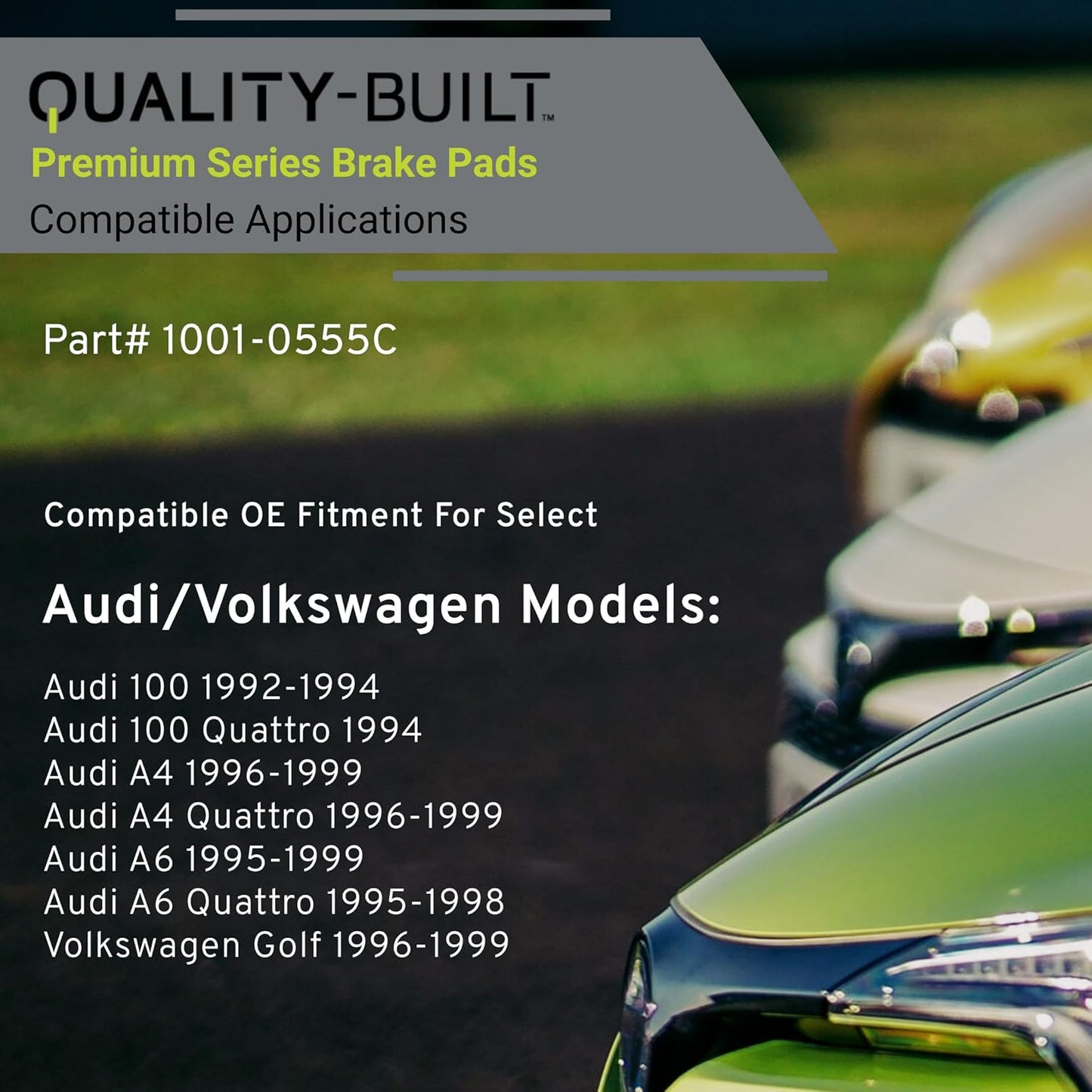 Premium Ceramic Front Brake Pads (1001-0555C) Compatible with Audi 100 1994-1992, 100 Quattro 1994, A4 1999-1996, A4 Quattro 1999-1996, A6 1999-1995, A6 Quattro 1998-1995 & More